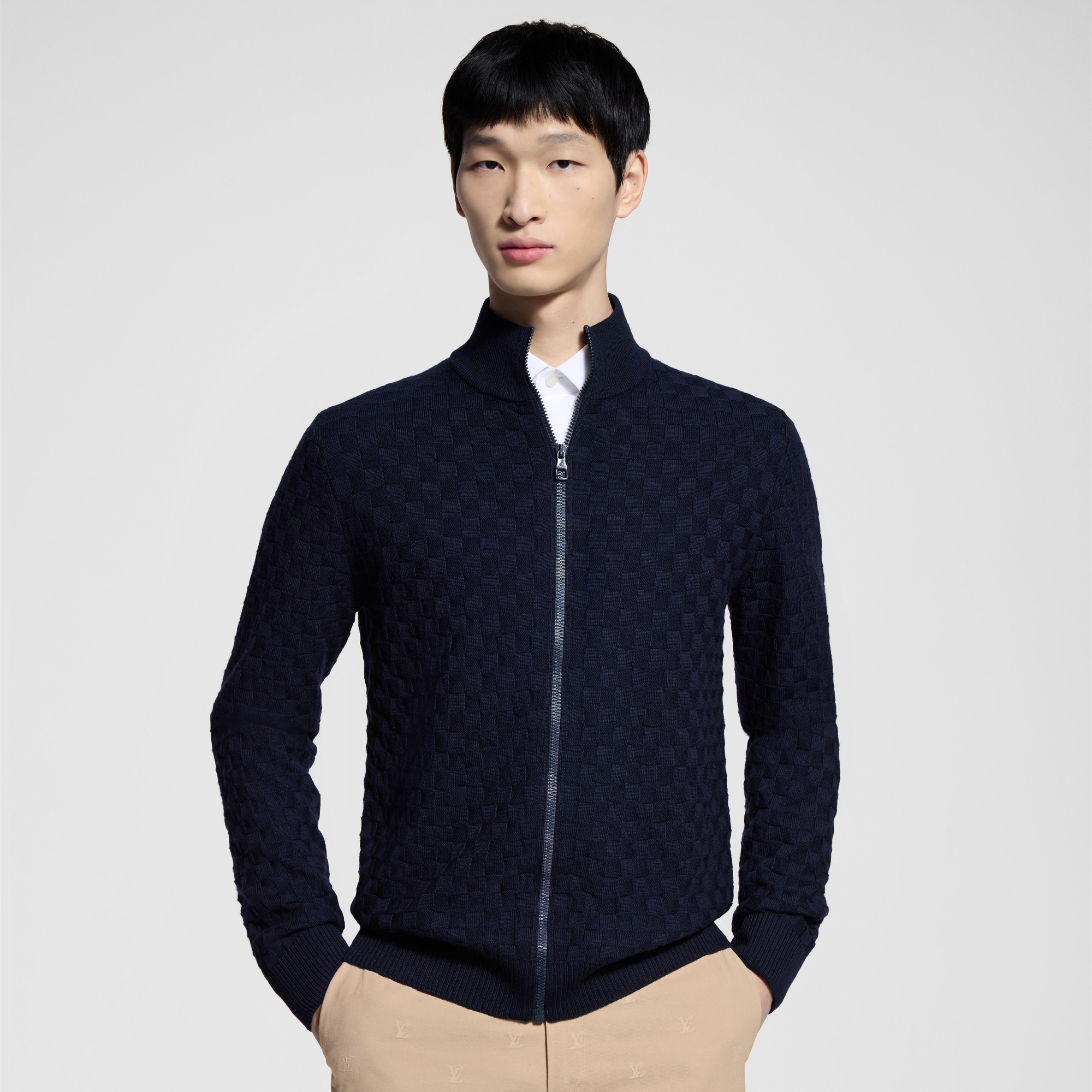 เสื้อคาร์ดิแกนมีซิปลาย Damier  in ผู้ชาย