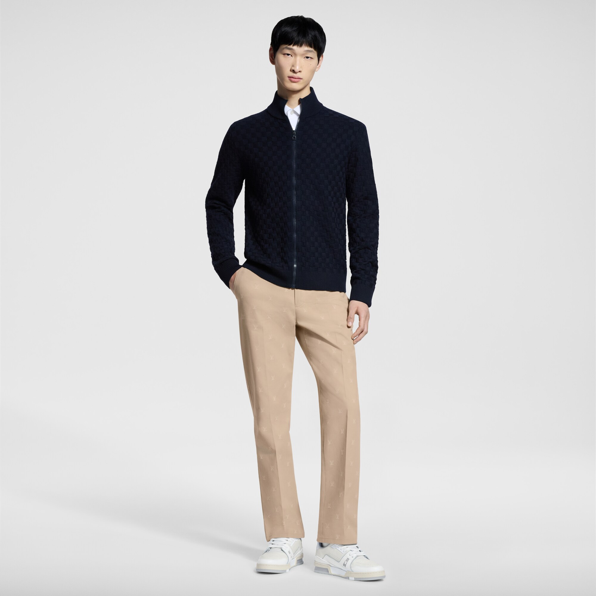 เสื้อคาร์ดิแกนมีซิปลาย Damier  in ผู้ชาย