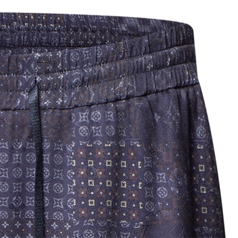 กางเกงสไตล์พาจามาผ้าไหมผสมลาย Damier closeup view
