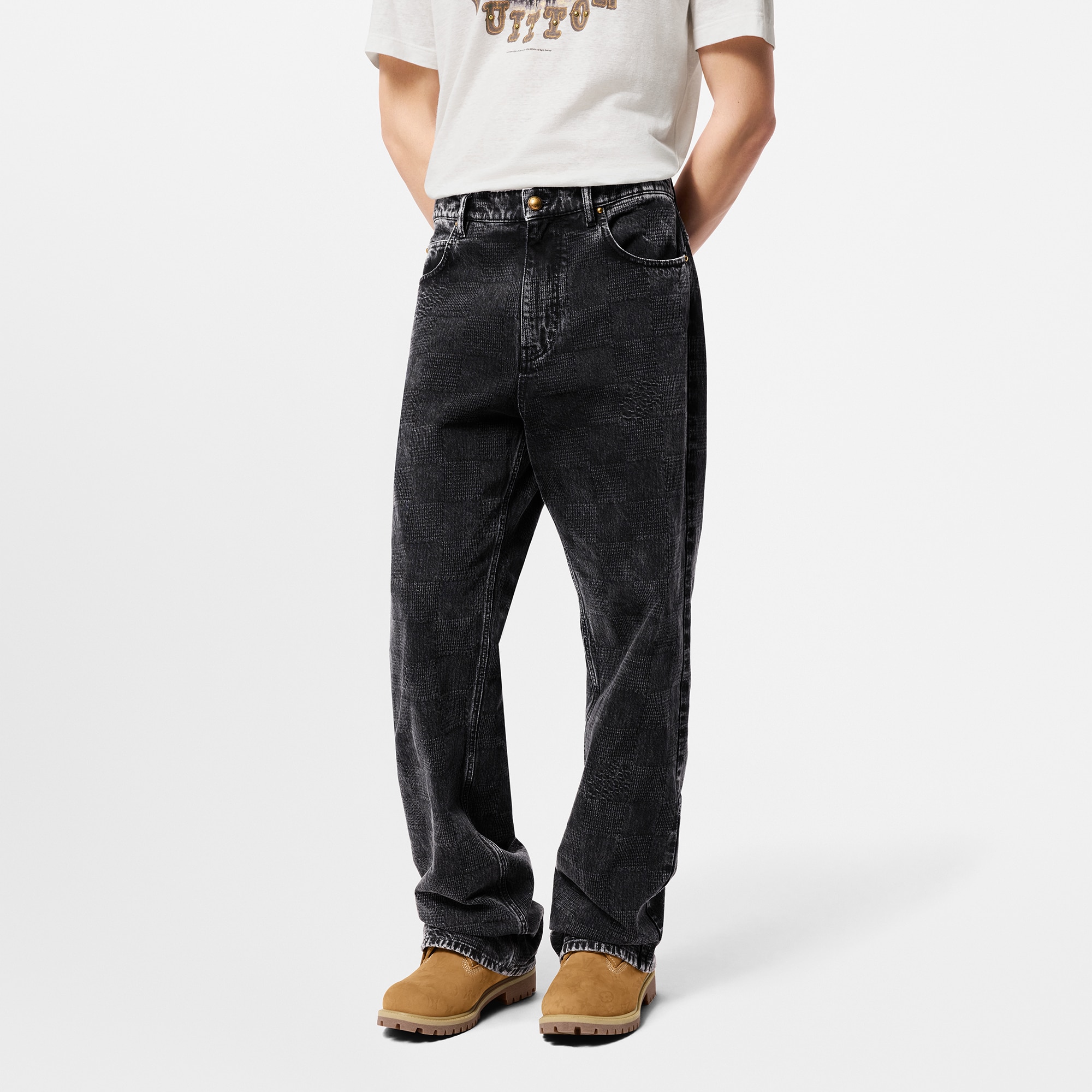 กางเกงคอตตอนสไตล์ Workwear ลาย Damier  in ผู้ชาย