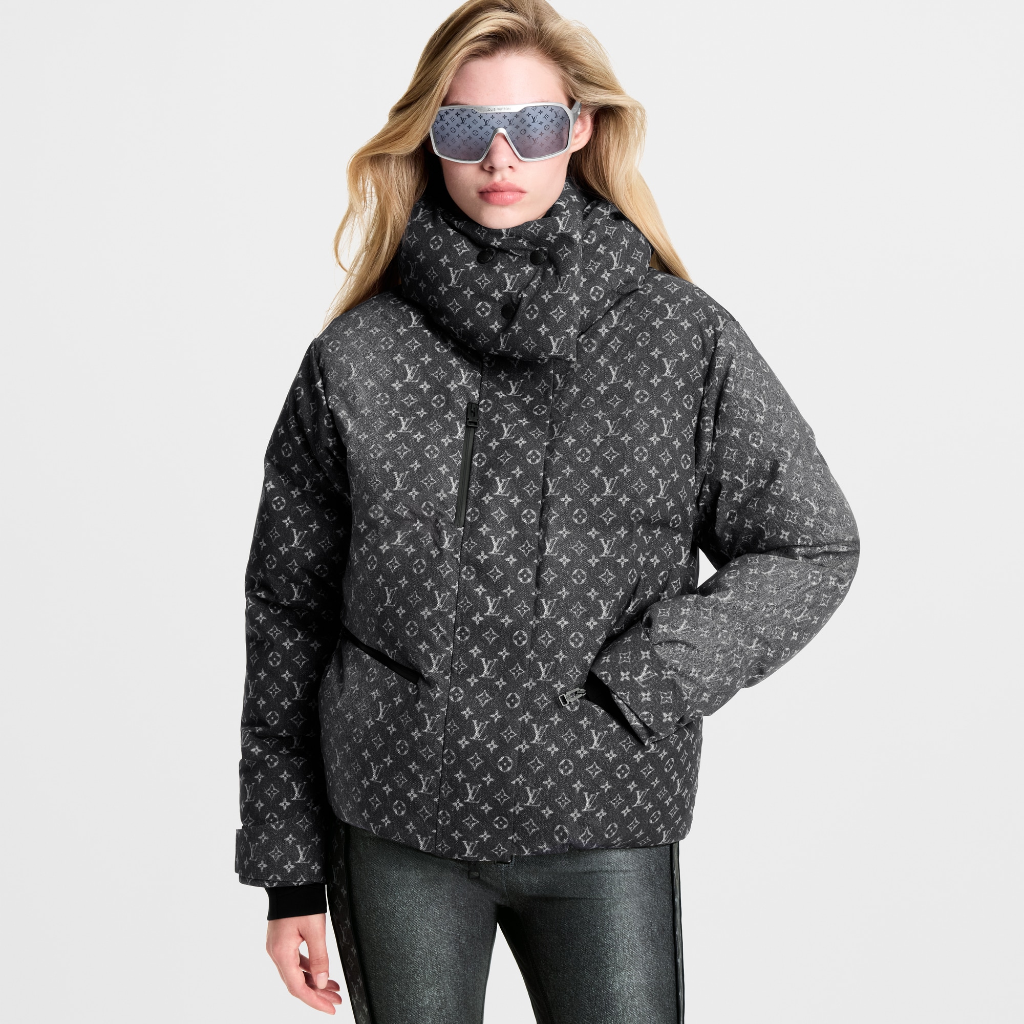 Denim-Effect Monogram Ski Jacket  in ผู้หญิง