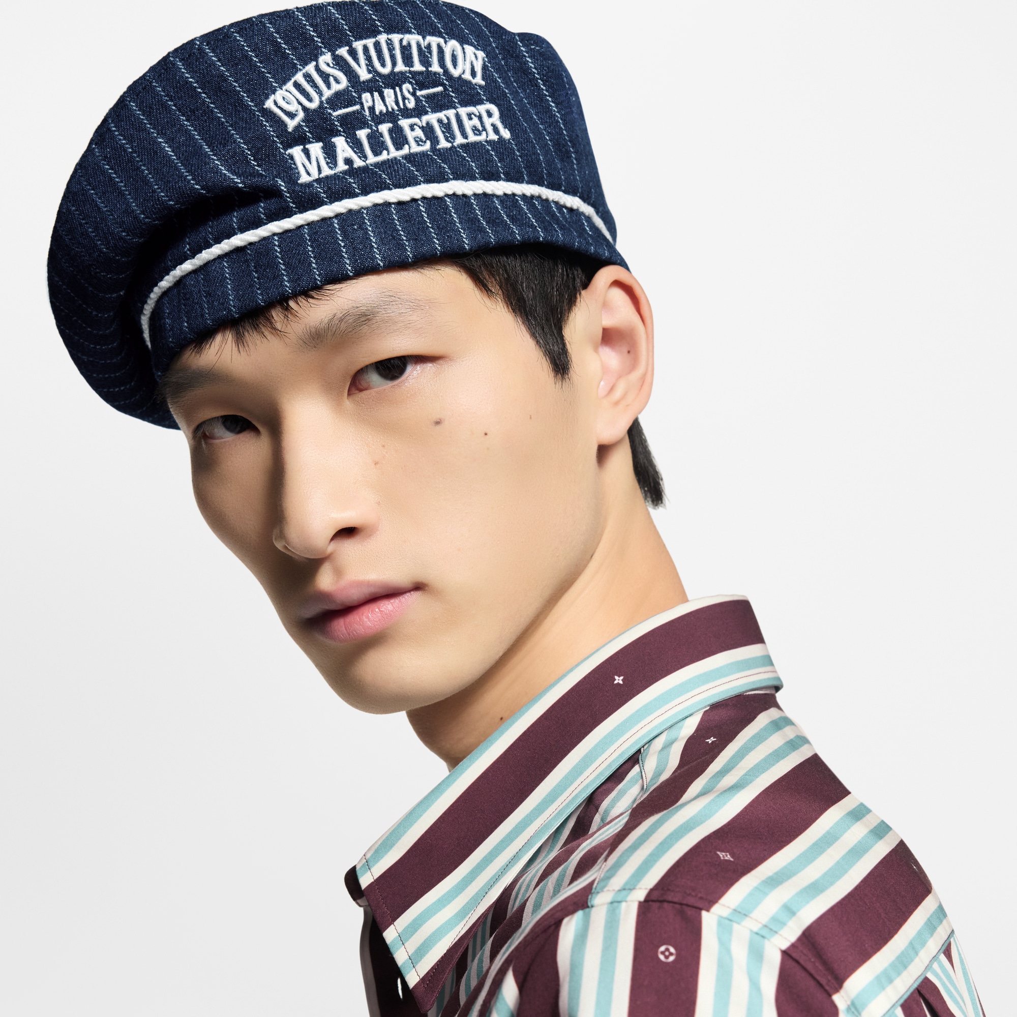 หมวกเบเรต์รุ่น Denim Stripes . in ผู้ชาย