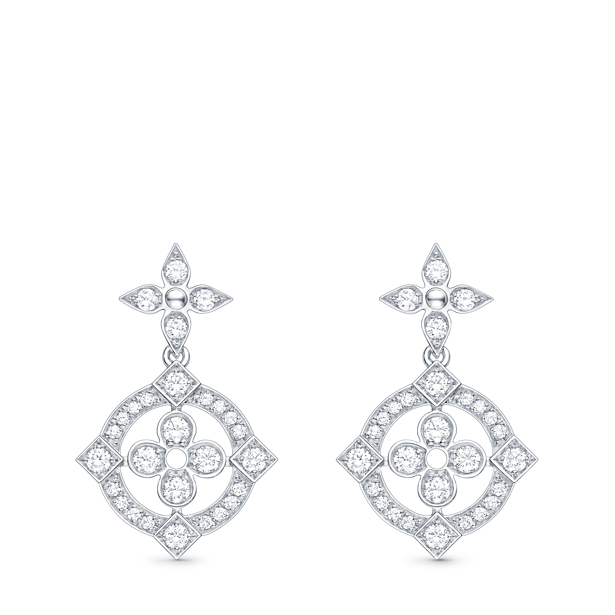 ต่างหู Dentelle, ไวท์โกลด์และเพชร  in จิวเวลรี่