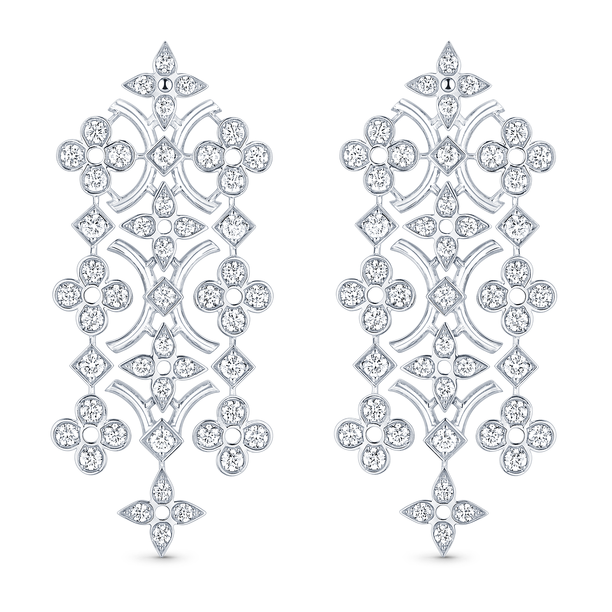 ต่างหู Dentelle Masterpiece, ไวท์โกลด์และเพชร  in จิวเวลรี่