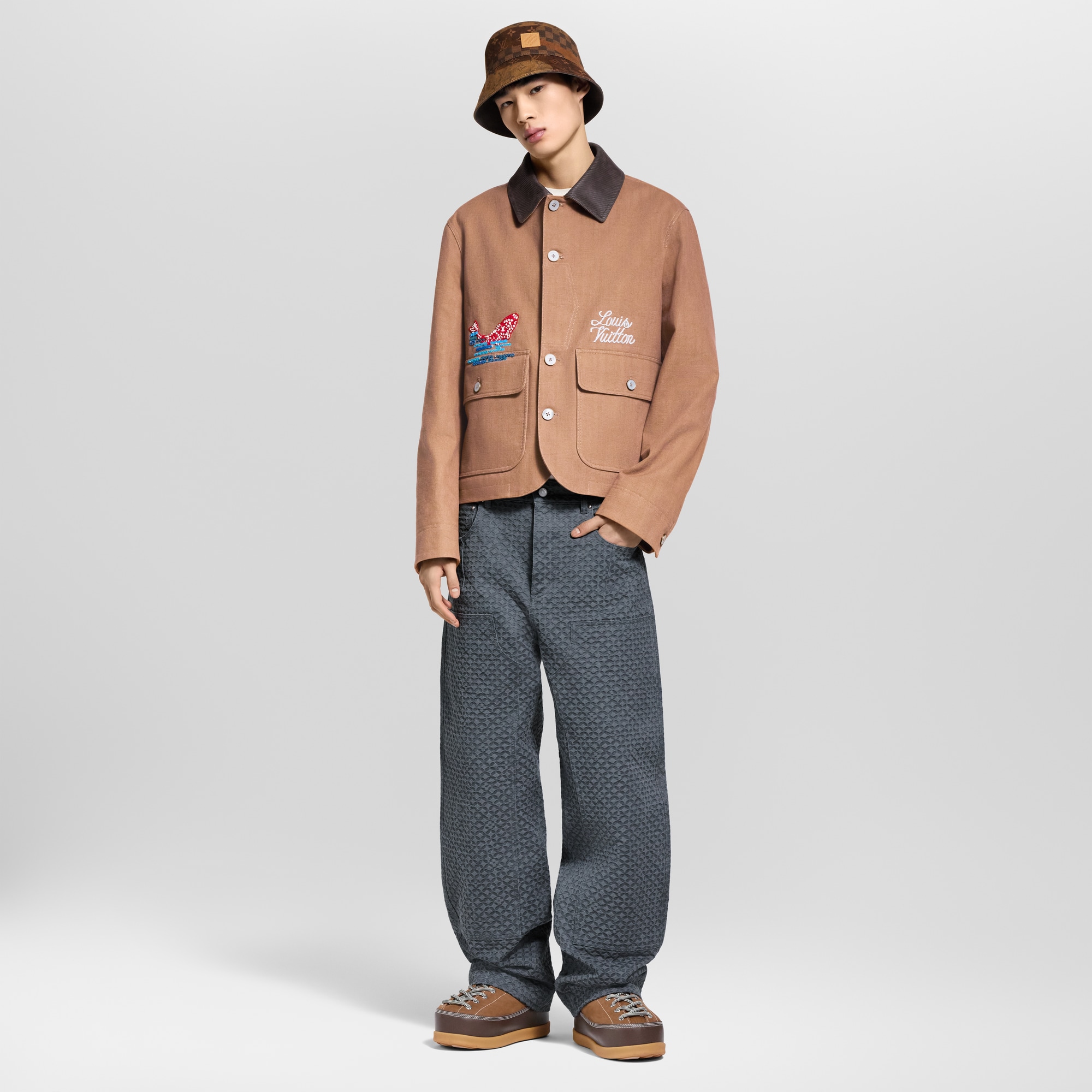 เสื้อแจ็คเก็ตสไตล์ Workwear ตกแต่งลาย  in ผู้ชาย