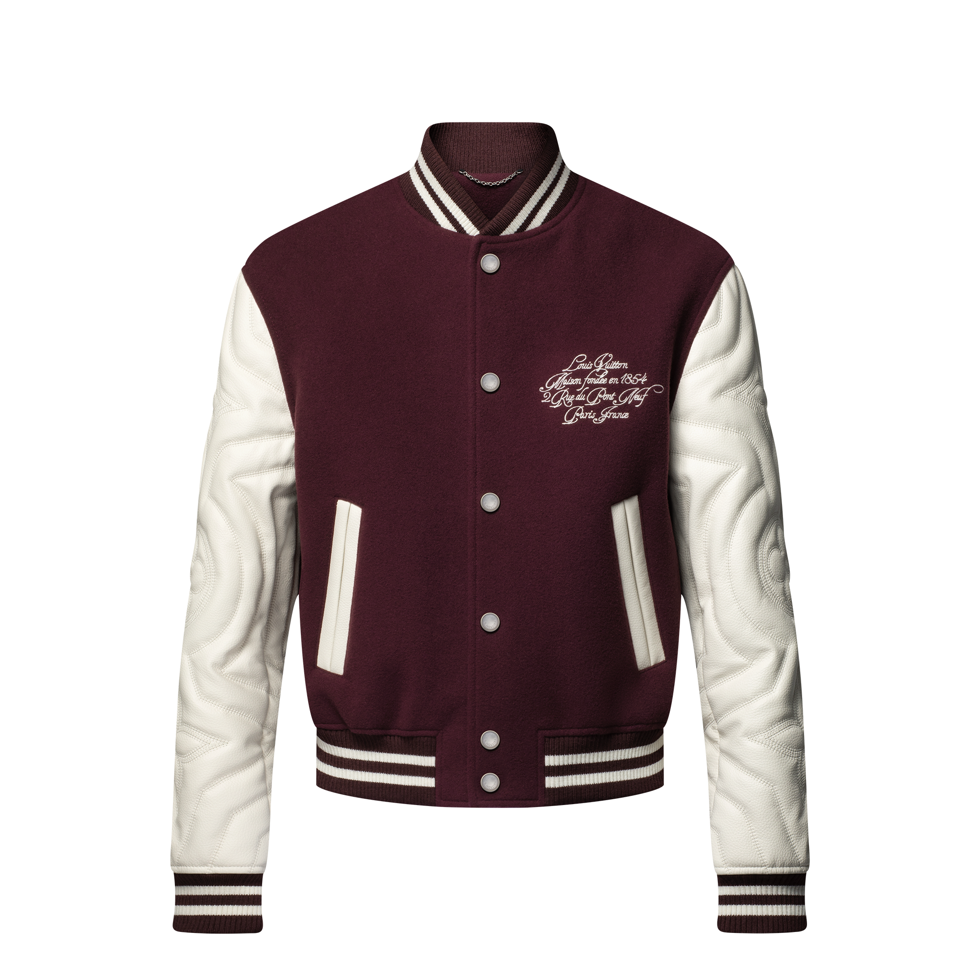 เสื้อแจ็คเก็ต Varsity หนังลูกวัวปักลาย  in ผู้ชาย