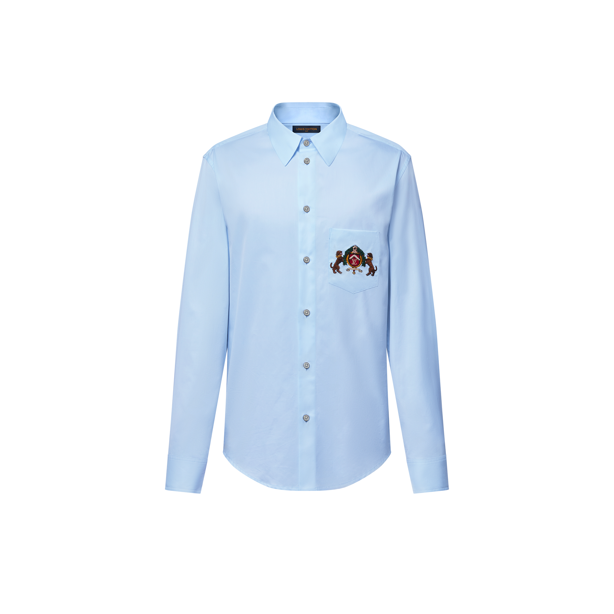 เสื้อเชิ้ตแขนยาวผ้าคอตตอนปักสัญลักษณ์  in ผู้ชาย