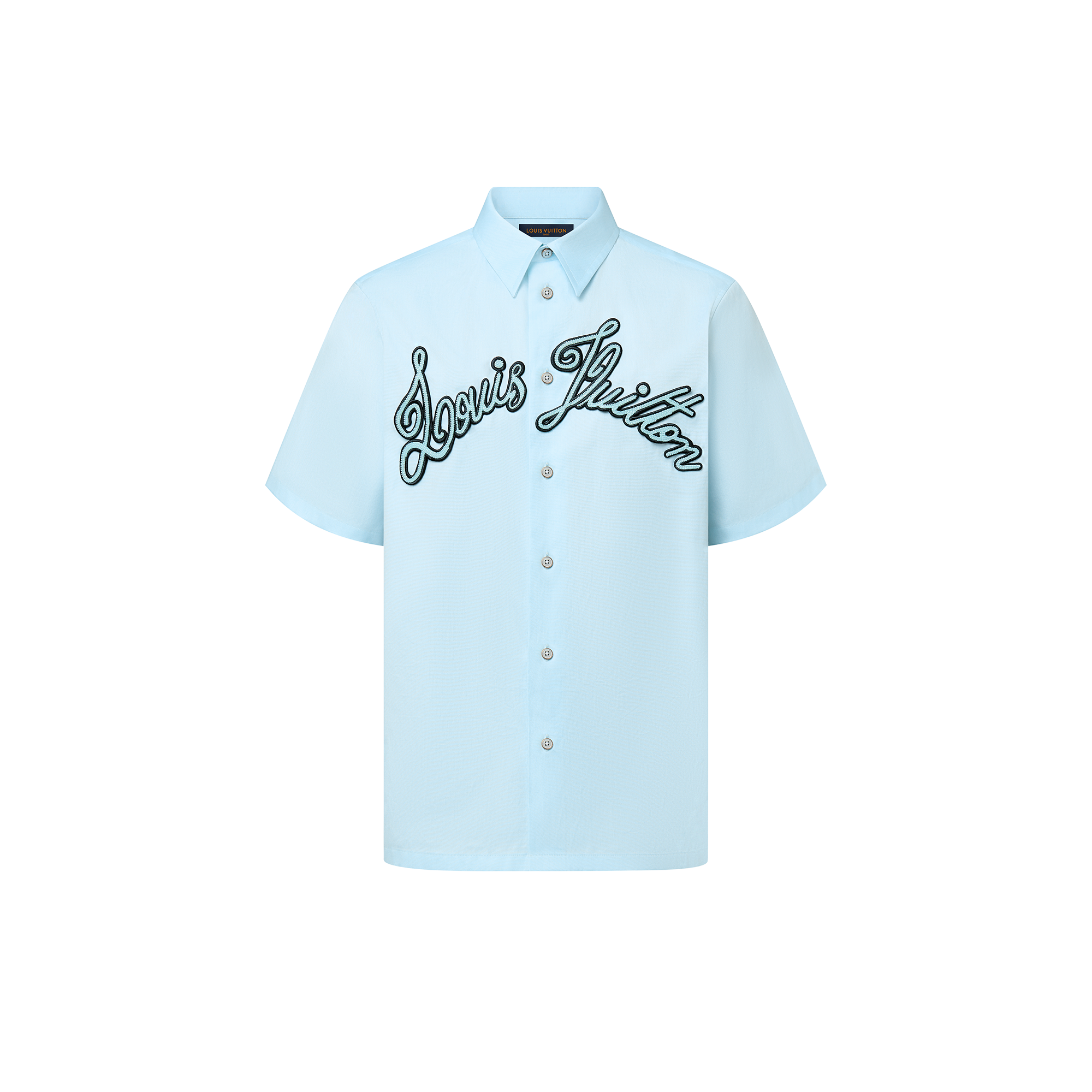 เสื้อเชิ้ตแขนสั้นผ้าคอตตอนปักลาย  in ผู้ชาย