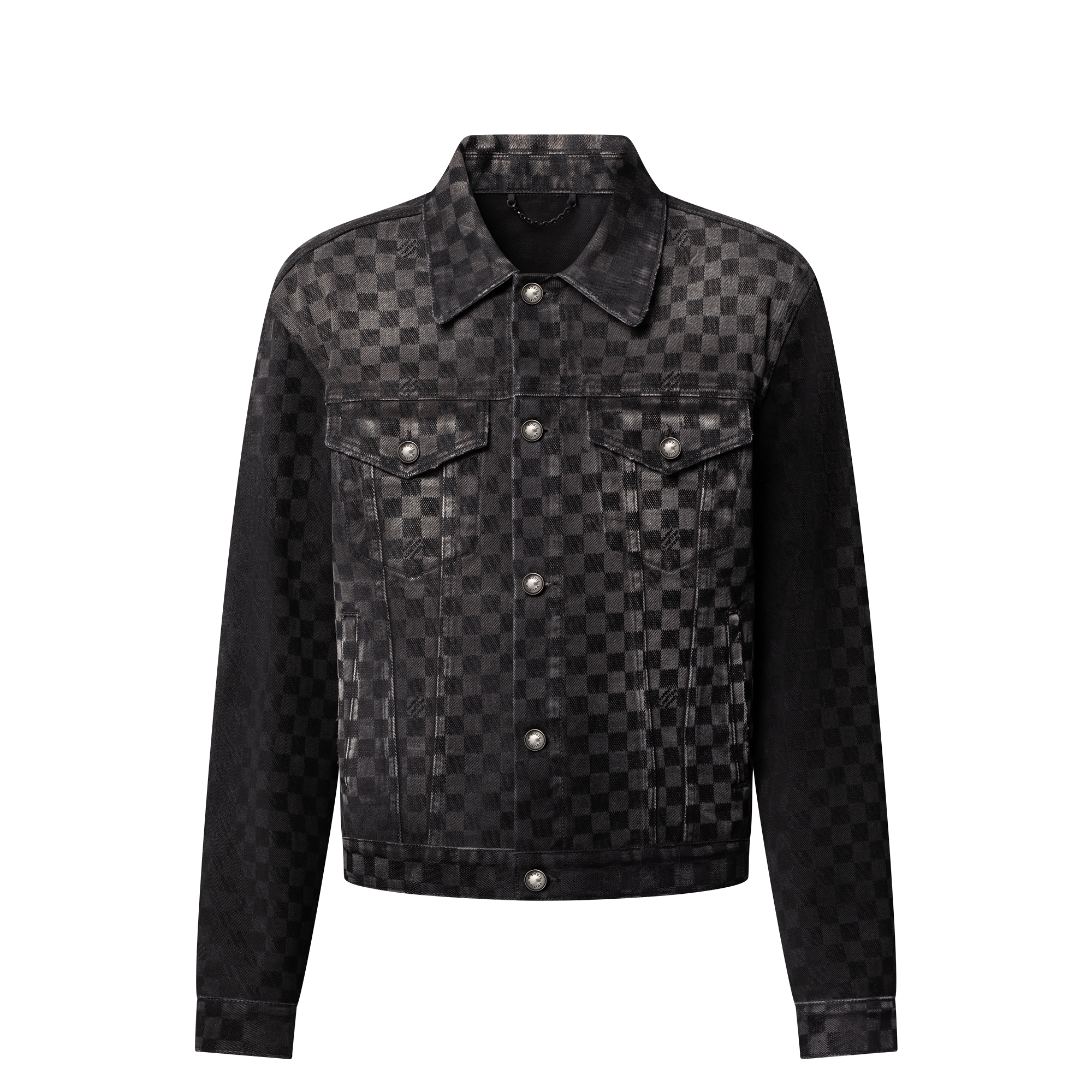 เสื้อแจ็คเก็ตเดนิม Trucker ลาย Damier แบบ Flocked  in ผู้ชาย