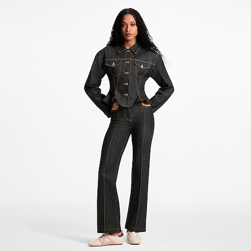 เสื้อแจ็คเก็ตเดนิมทรงบาน in ผู้หญิง's เสื้อผ้า เสื้อโค้ทกันหนาวและเสื้อแจ็คเก็ตสำหรับผู้หญิง collections by Louis Vuitton (การย่อ/ขยายผลิตภัณฑ์)