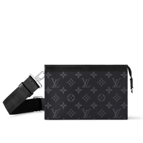 กระเป๋าสตางค์แบบสะพายรุ่น Gaston Monogram Eclipse in ผู้ชาย's กระเป๋าสตางค์และผลิตภัณฑ์เครื่องหนังขนาดเล็ก กระเป๋าสตางค์สำหรับผู้ชาย collections by Louis Vuitton (การย่อ/ขยายผลิตภัณฑ์)