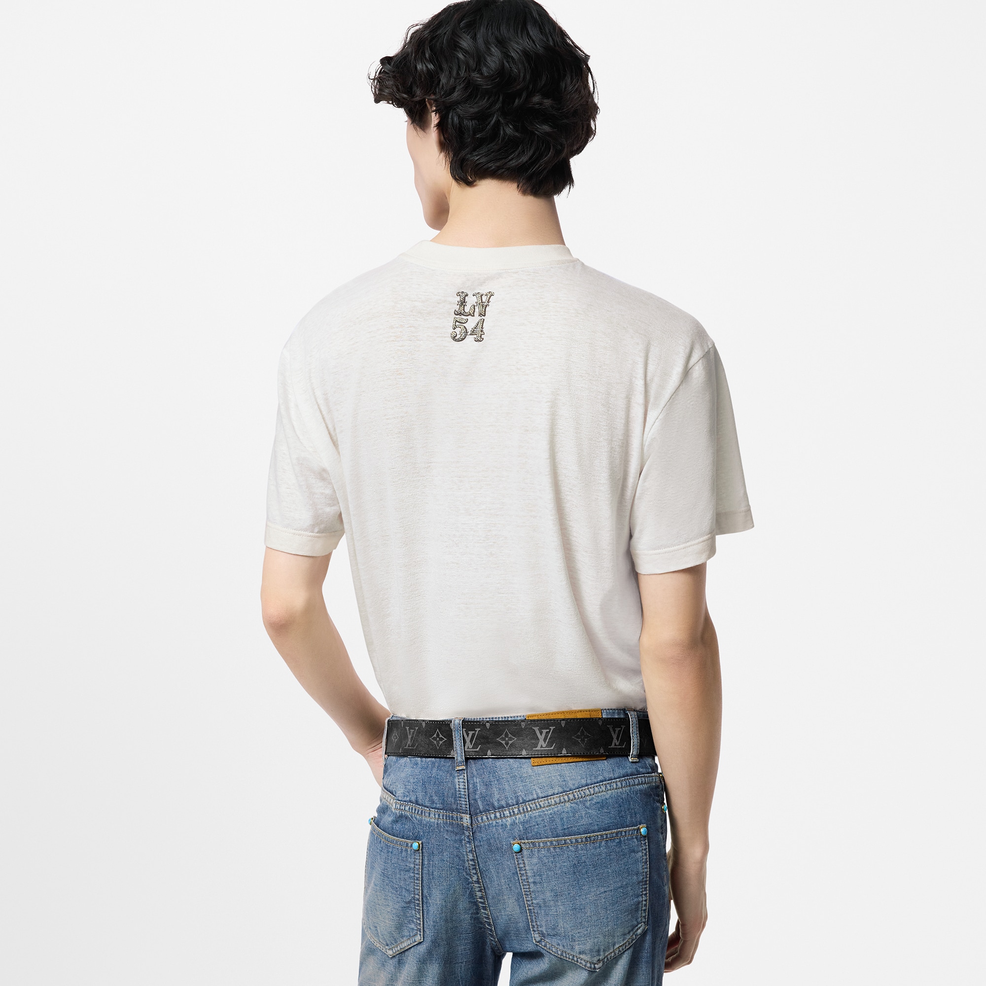 เสื้อยืดผ้าลินินผสมคอตตอนลายกราฟิก  in ผู้ชาย