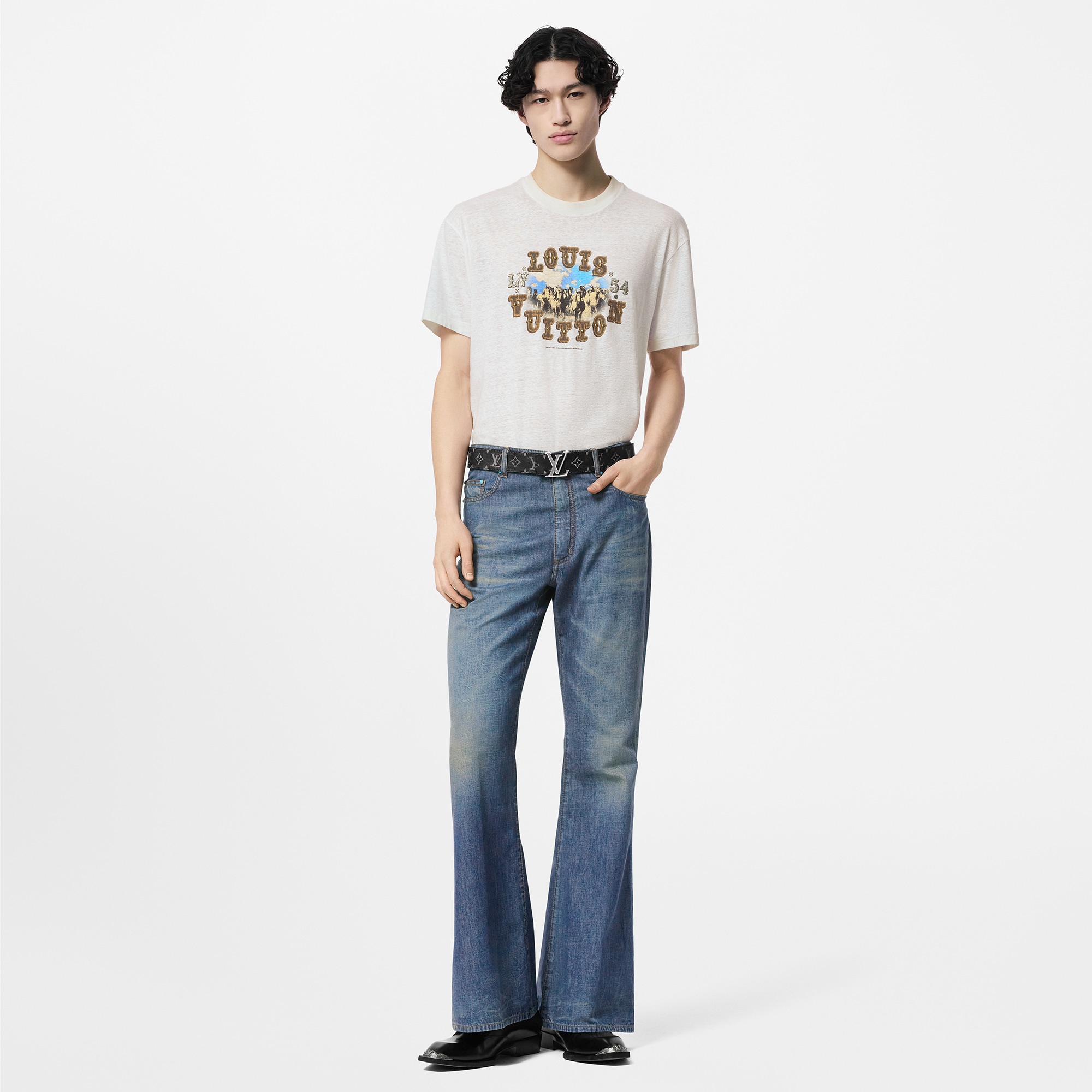 เสื้อยืดผ้าลินินผสมคอตตอนลายกราฟิก  in ผู้ชาย
