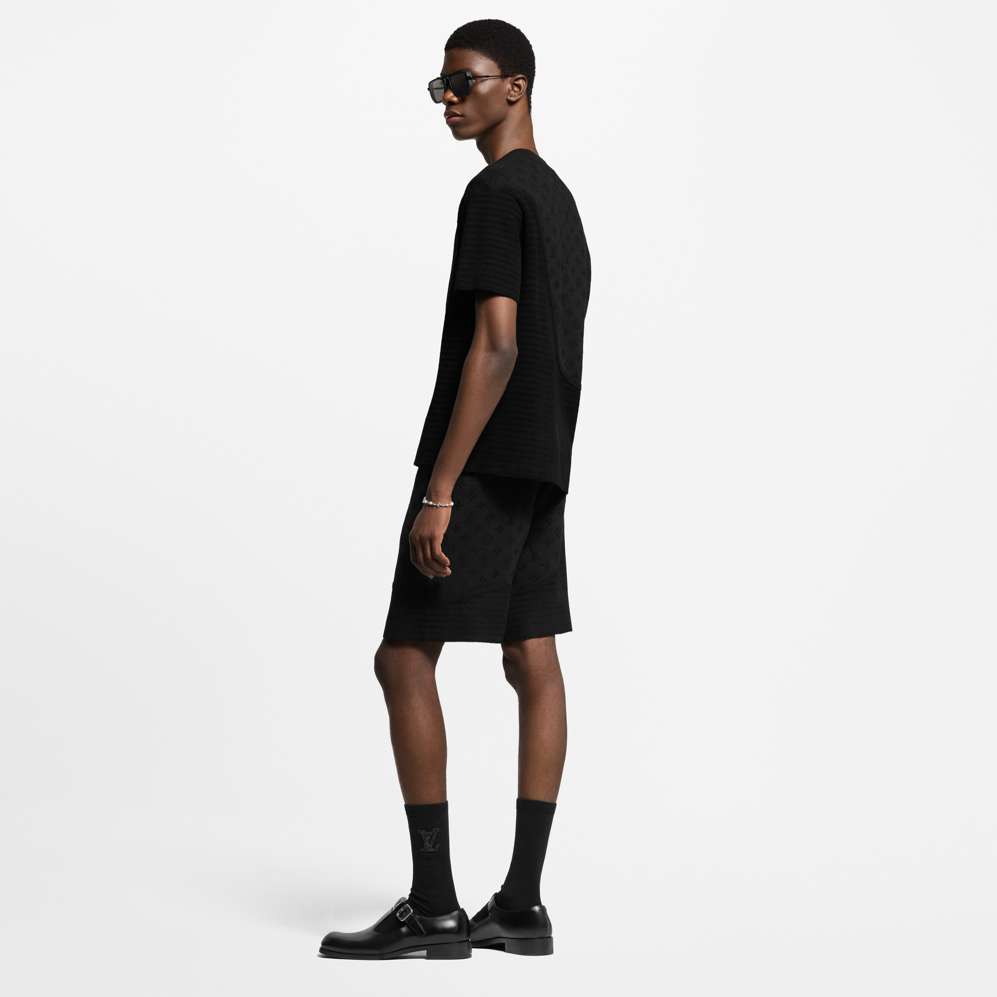 กางเกงขาสั้นถักลายกราฟิกเทคนิคแจ็คการ์ด  in ผู้ชาย