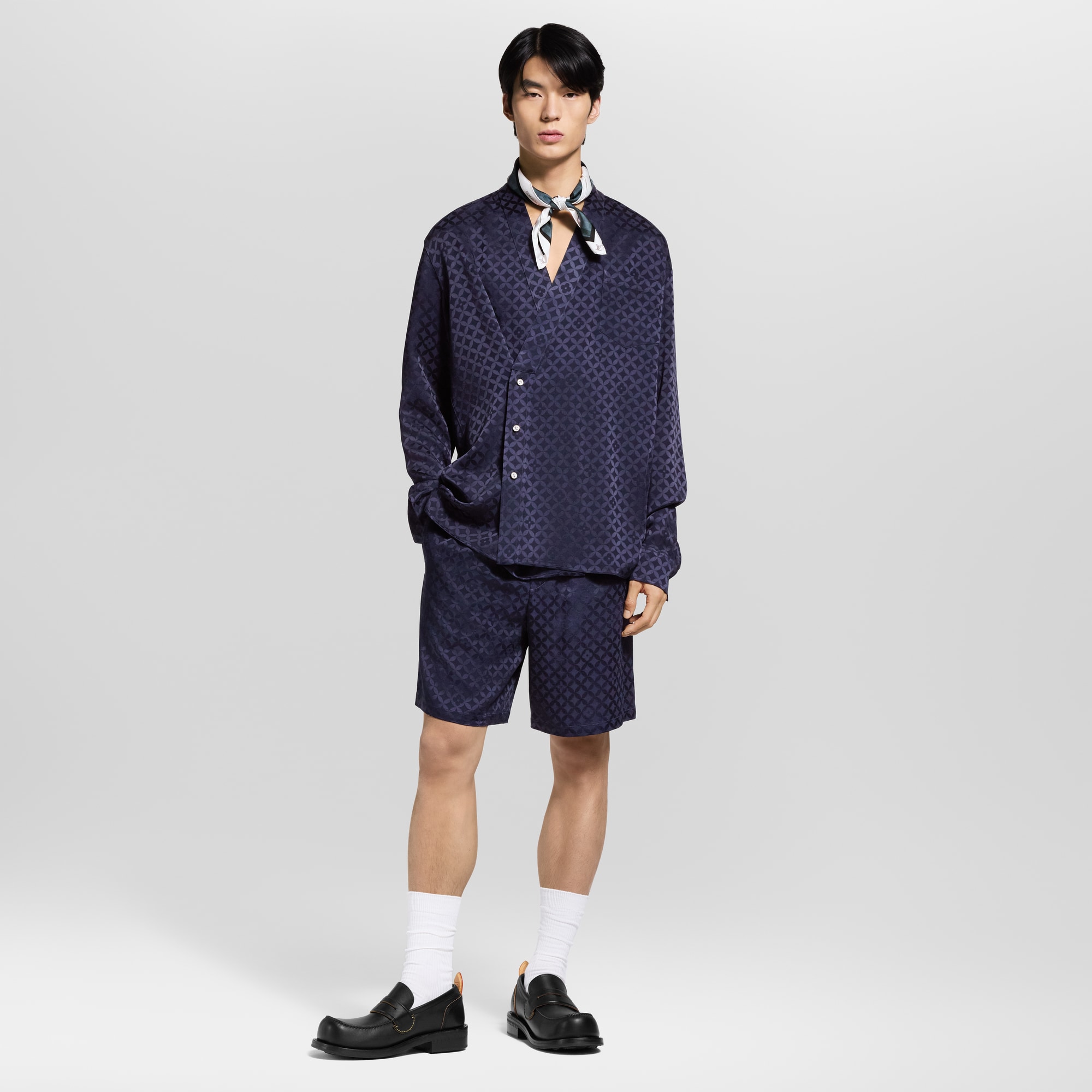 เสื้อเชิ้ตแขนยาวสไตล์กิโมโนลายกราฟิกเทคนิคแจ็คการ์ด  in ผู้ชาย