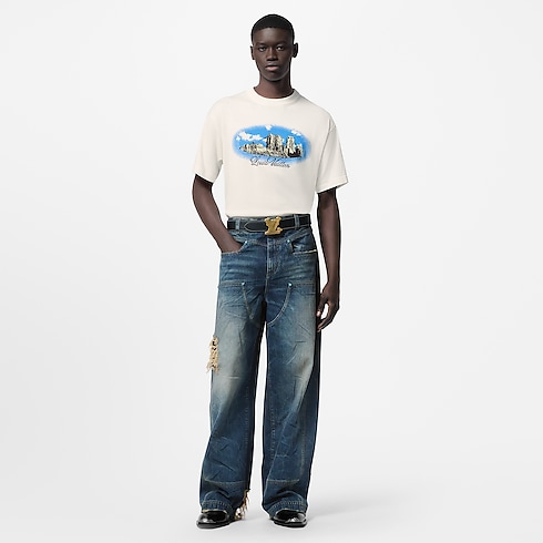 เสื้อคอกลมแขนสั้นผ้าคอตตอนลายกราฟิก in ผู้ชาย's เสื้อผ้า เสื้อสเวตเตอร์สำหรับผู้ชาย collections by Louis Vuitton (การย่อ/ขยายผลิตภัณฑ์)