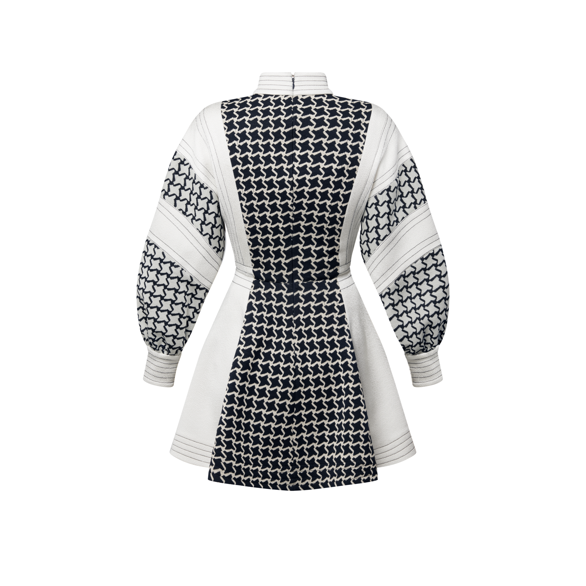 เดรสแขนบอลลูนเทคนิคแจ็คการ์ดลาย Honeycomb  in ผู้หญิง