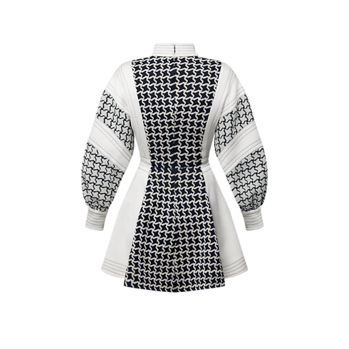 เดรสแขนบอลลูนเทคนิคแจ็คการ์ดลาย Honeycomb in ผู้หญิง's เสื้อผ้า ชุดเดรสสำหรับผู้หญิง collections by Louis Vuitton (การย่อ/ขยายผลิตภัณฑ์)