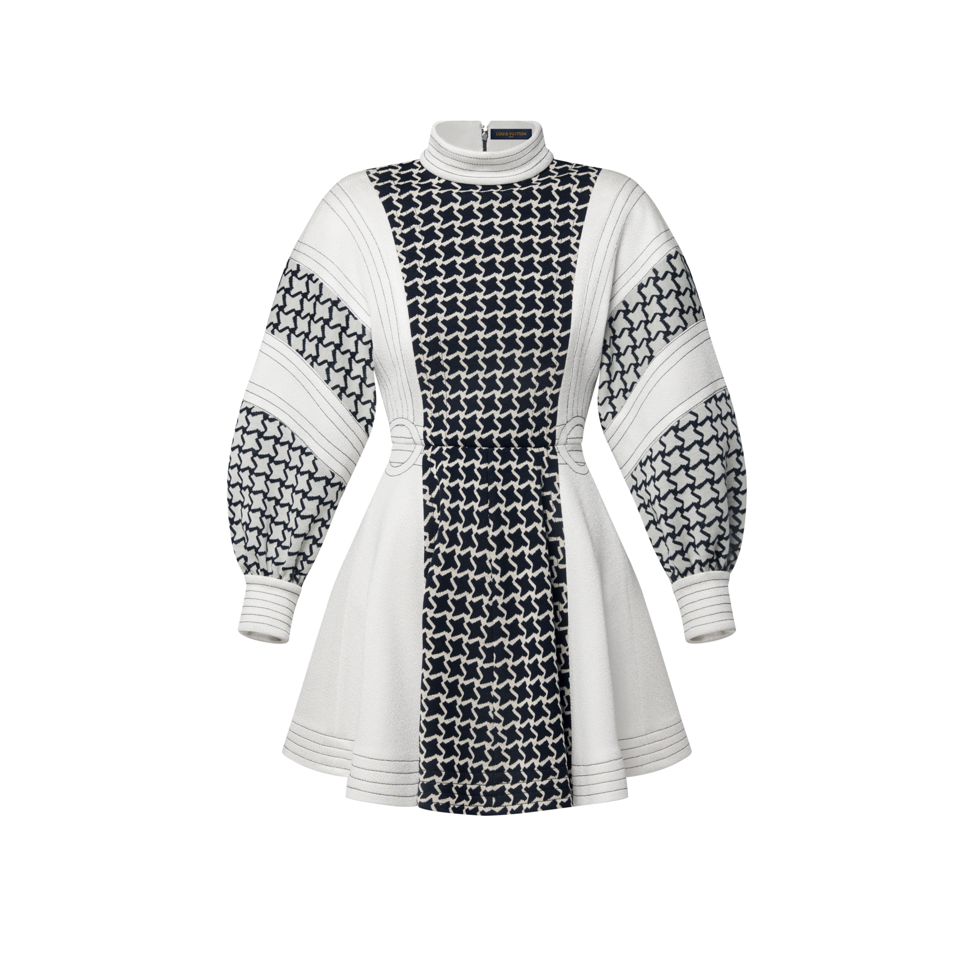 เดรสแขนบอลลูนเทคนิคแจ็คการ์ดลาย Honeycomb  in ผู้หญิง