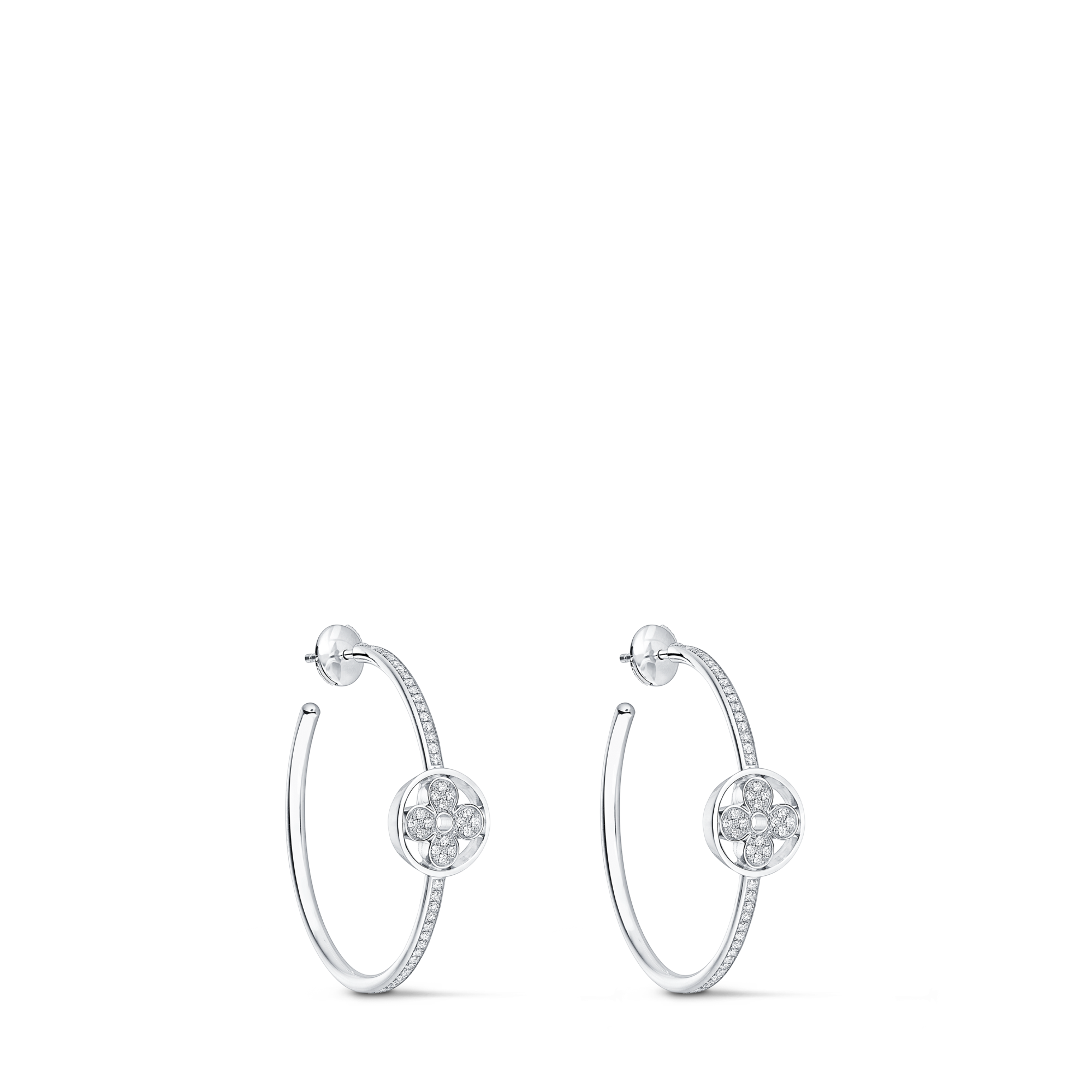 ต่างหู Idylle Blossom Hoops, ไวท์โกลด์และเพชร  in จิวเวลรี่