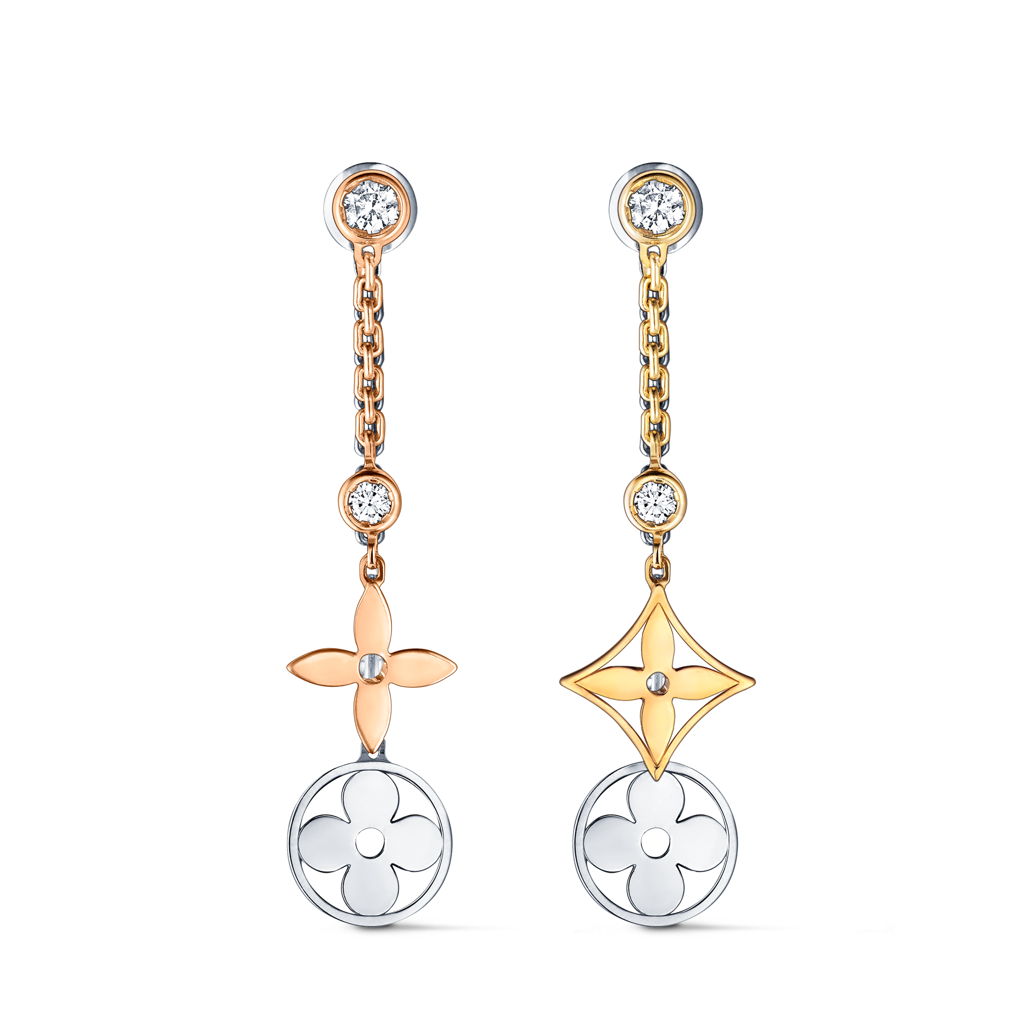 ต่างหูยาว Idylle Blossom ทอง 3 ชนิดและเพชร  in จิวเวลรี่