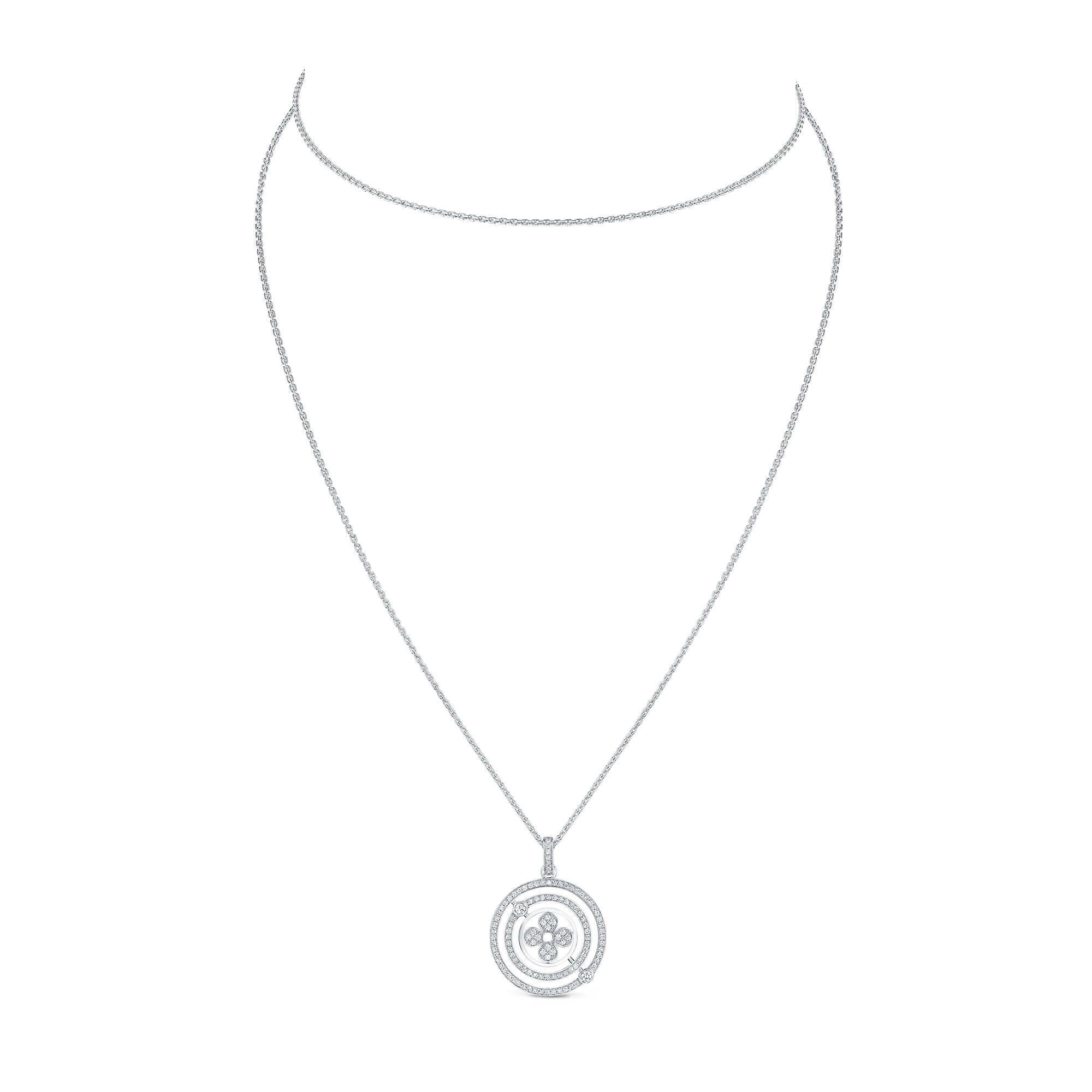 สร้อยคอ Idylle Blossom Medallion, ไวท์โกลด์และเพชร  in จิวเวลรี่