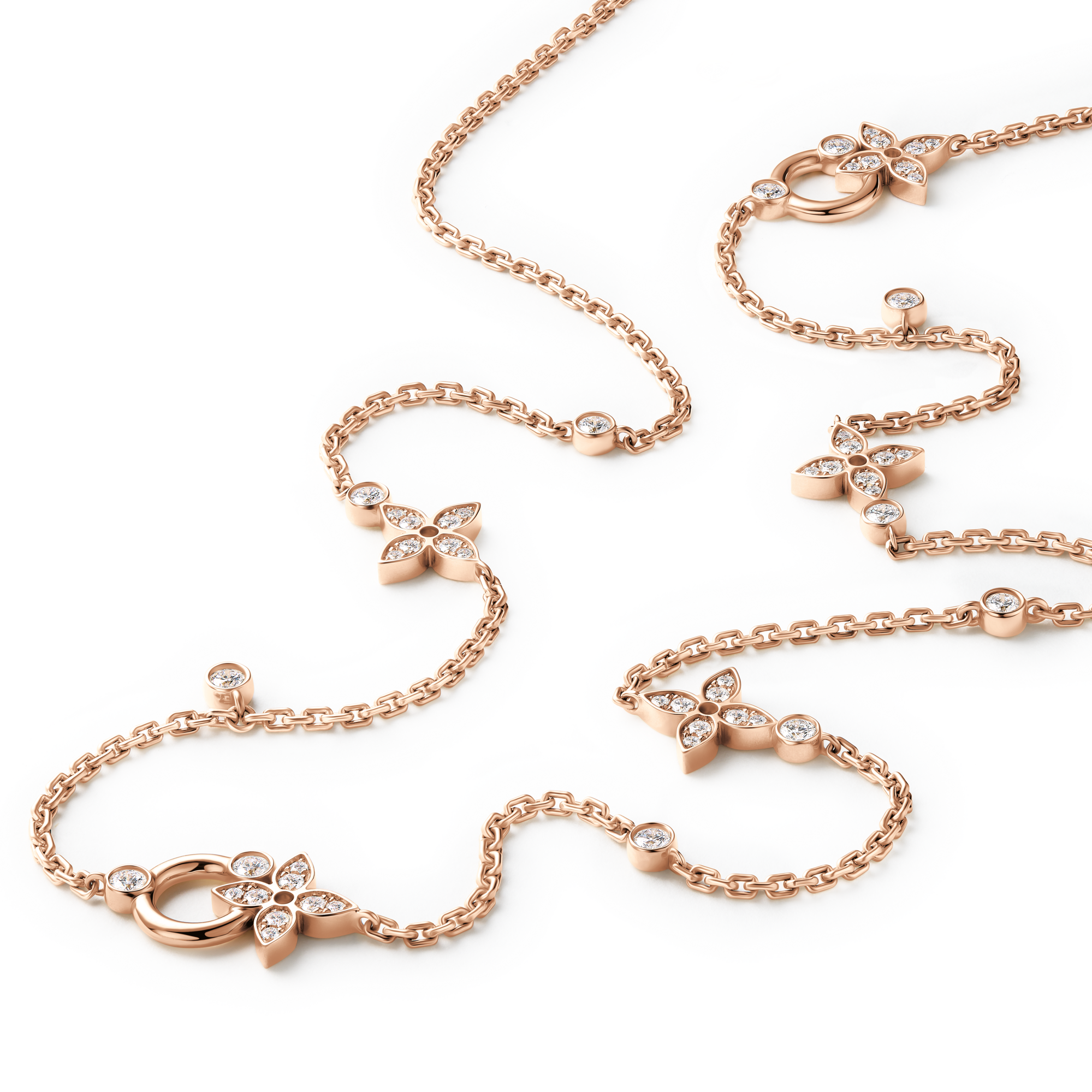 สร้อยคอเส้นยาว Idylle Blossom Multi-Pattern พิงค์โกลด์และเพชร  in จิวเวลรี่