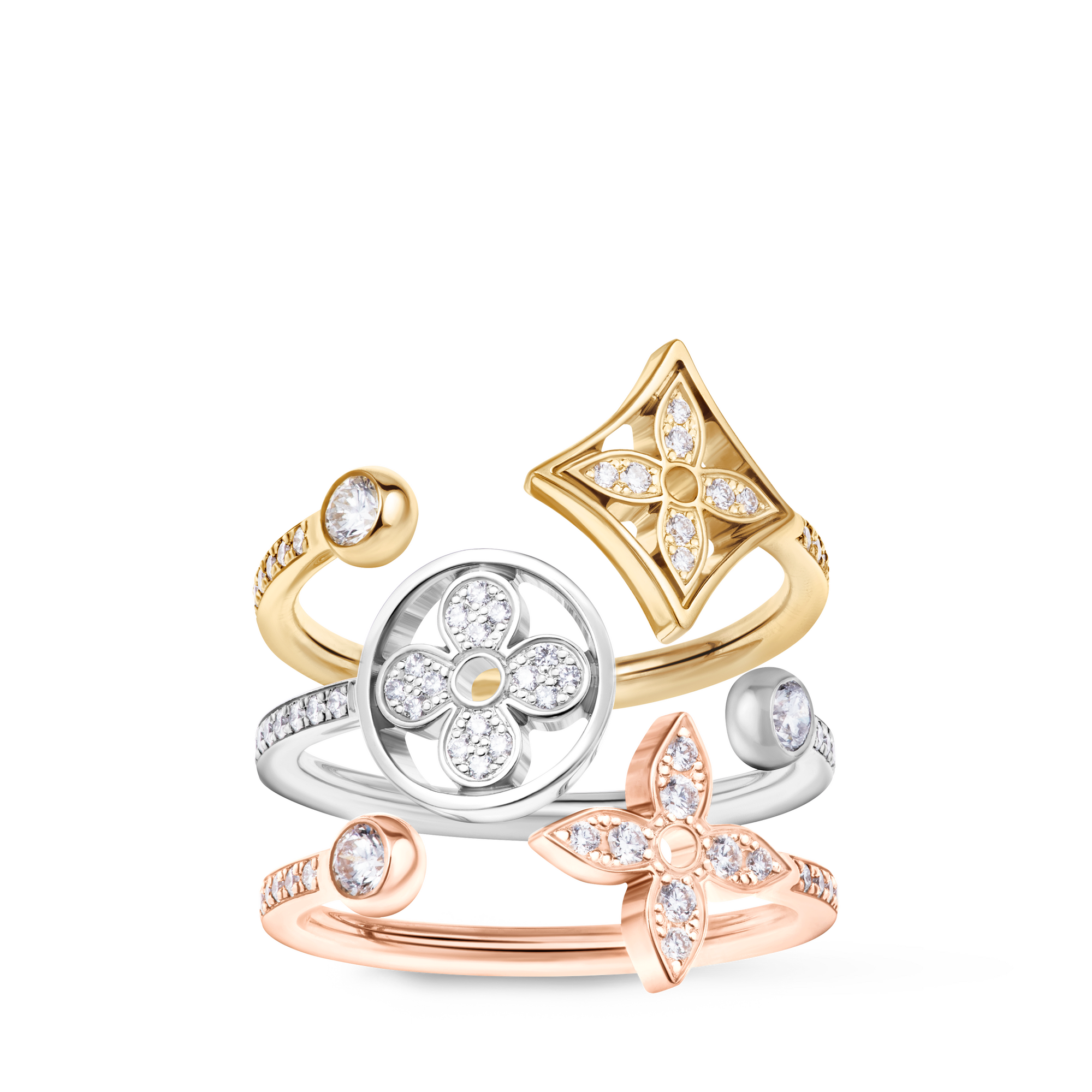 แหวนฝังเพขร Idylle Blossom ทอง 3 ชนิดและเพชร  in จิวเวลรี่