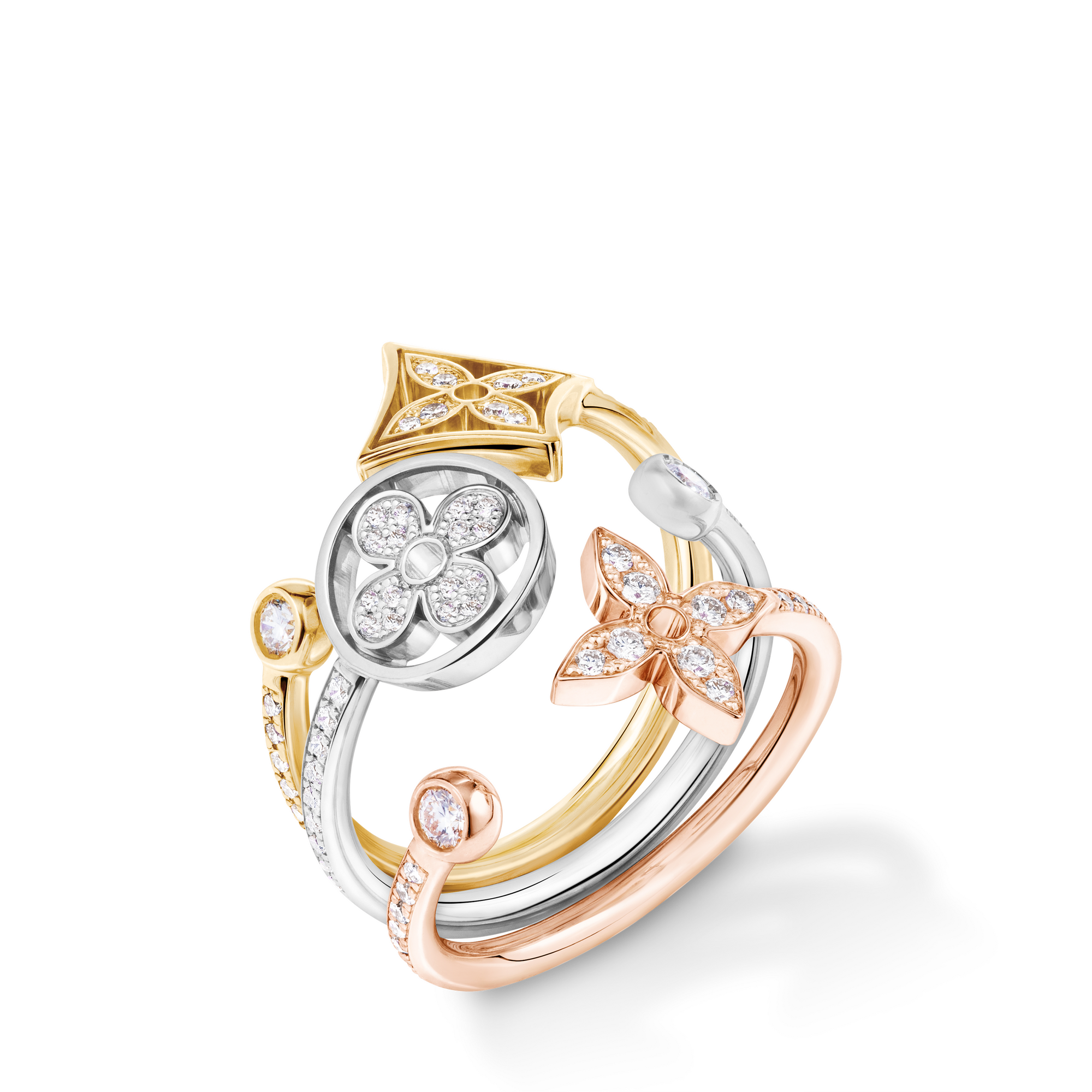 แหวนฝังเพขร Idylle Blossom ทอง 3 ชนิดและเพชร  in จิวเวลรี่