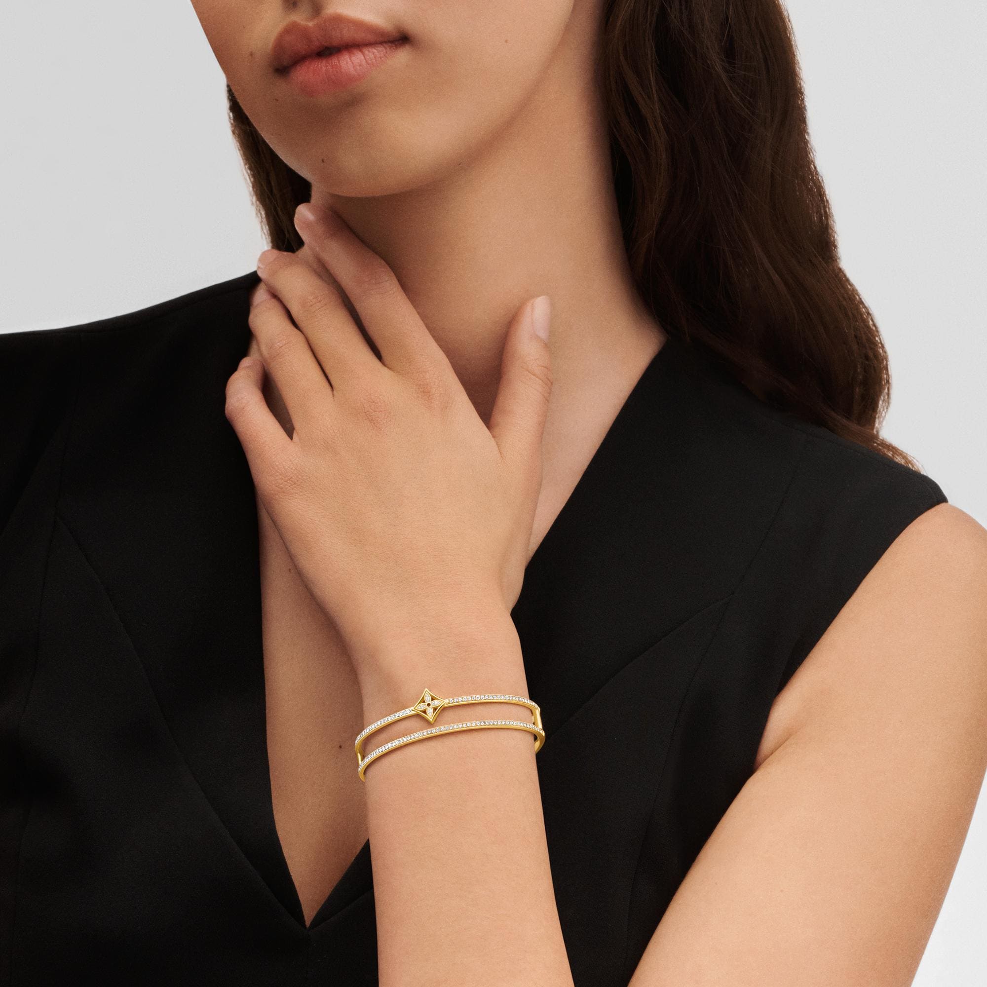 กำไลข้อมือ Idylle Blossom Two-Row, เยลโลว์โกลด์และเพชร  in จิวเวลรี่