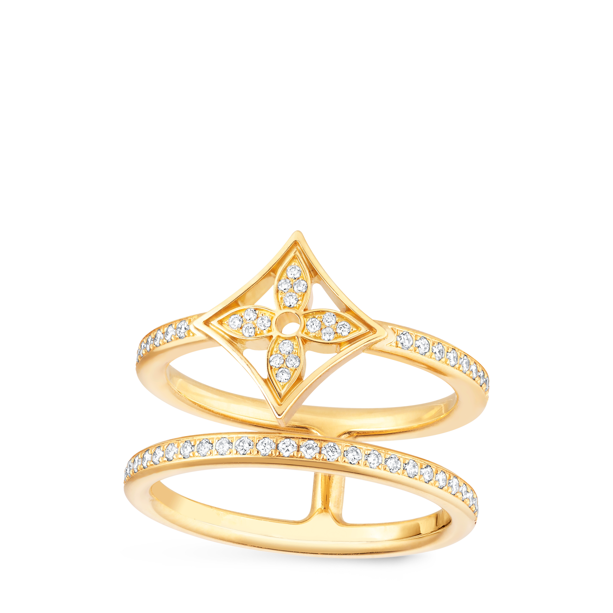 แหวน Idylle Blossom Two-Row, เยลโลว์โกลด์และเพชร  in จิวเวลรี่