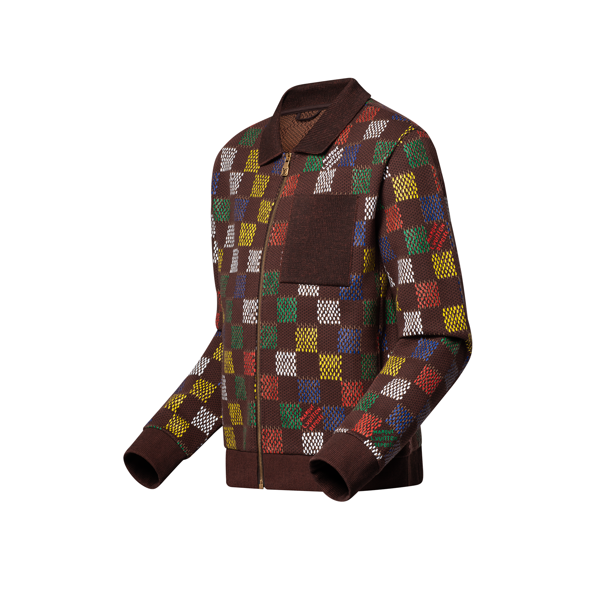 เสื้อแจ็คเก็ตบลูซงผ้าคอตตอนเจอร์ซีย์ลาย Damier เทคนิคแจ็คการ์ด  in ผู้ชาย