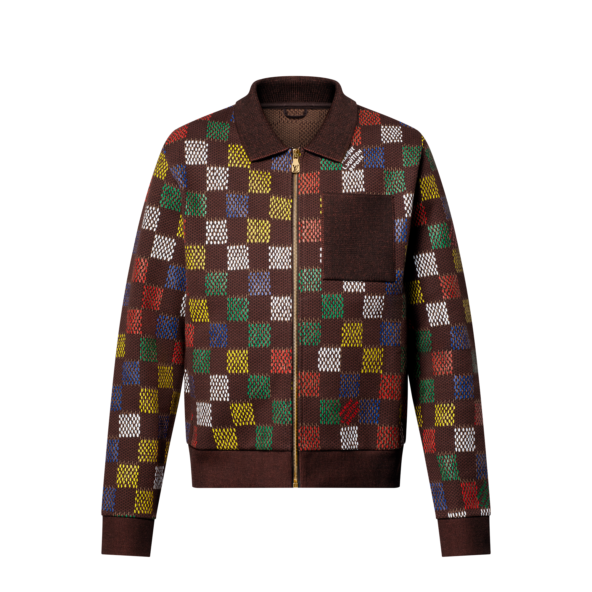 เสื้อแจ็คเก็ตบลูซงผ้าคอตตอนเจอร์ซีย์ลาย Damier เทคนิคแจ็คการ์ด  in ผู้ชาย