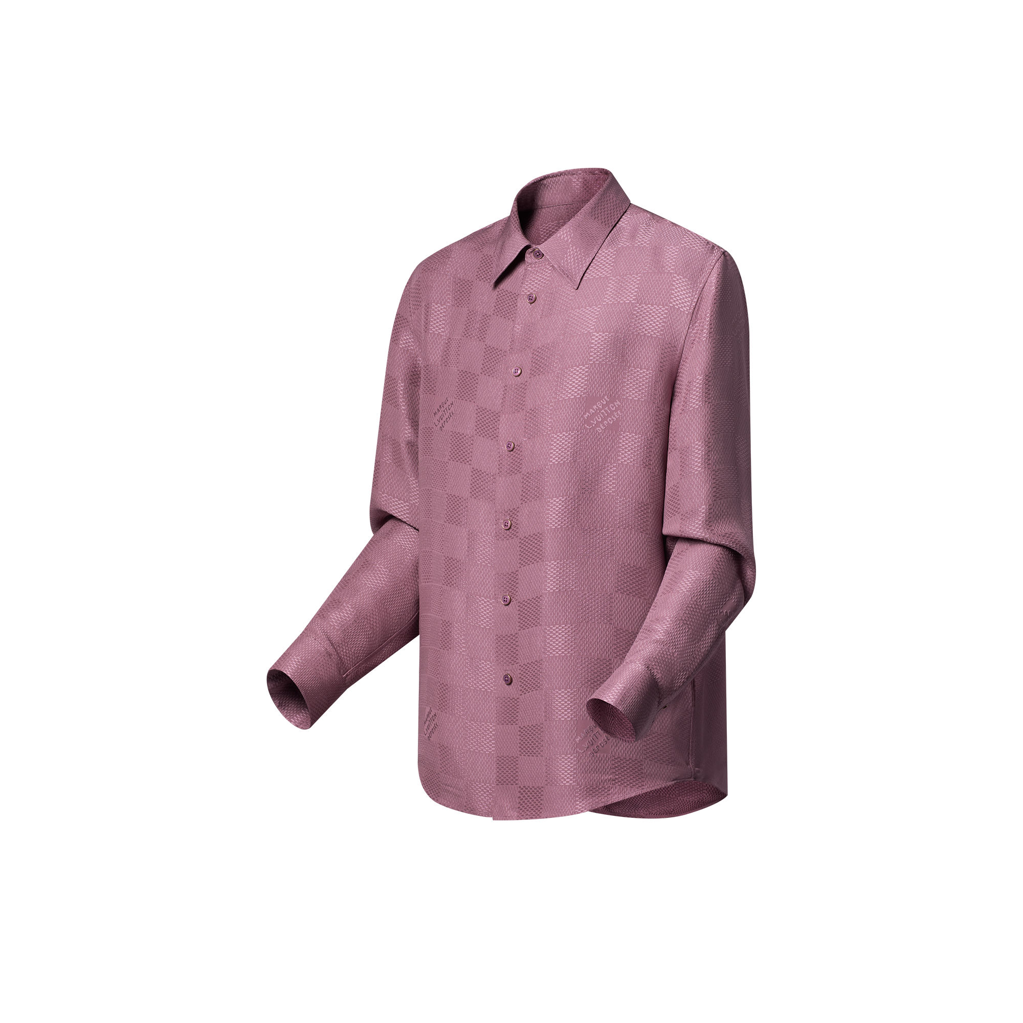 เสื้อเชิ้ตแขนยาวผ้าไหมลาย Damier เทคนิคแจ็คการ์ด  in ผู้ชาย