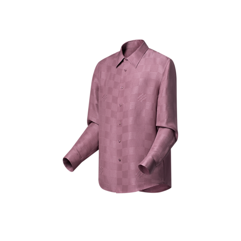 เสื้อเชิ้ตแขนยาวผ้าไหมลาย Damier เทคนิคแจ็คการ์ด in ผู้ชาย's เสื้อผ้า เสื้อเชิ้ตสำหรับผู้ชาย collections by Louis Vuitton (การย่อ/ขยายผลิตภัณฑ์)