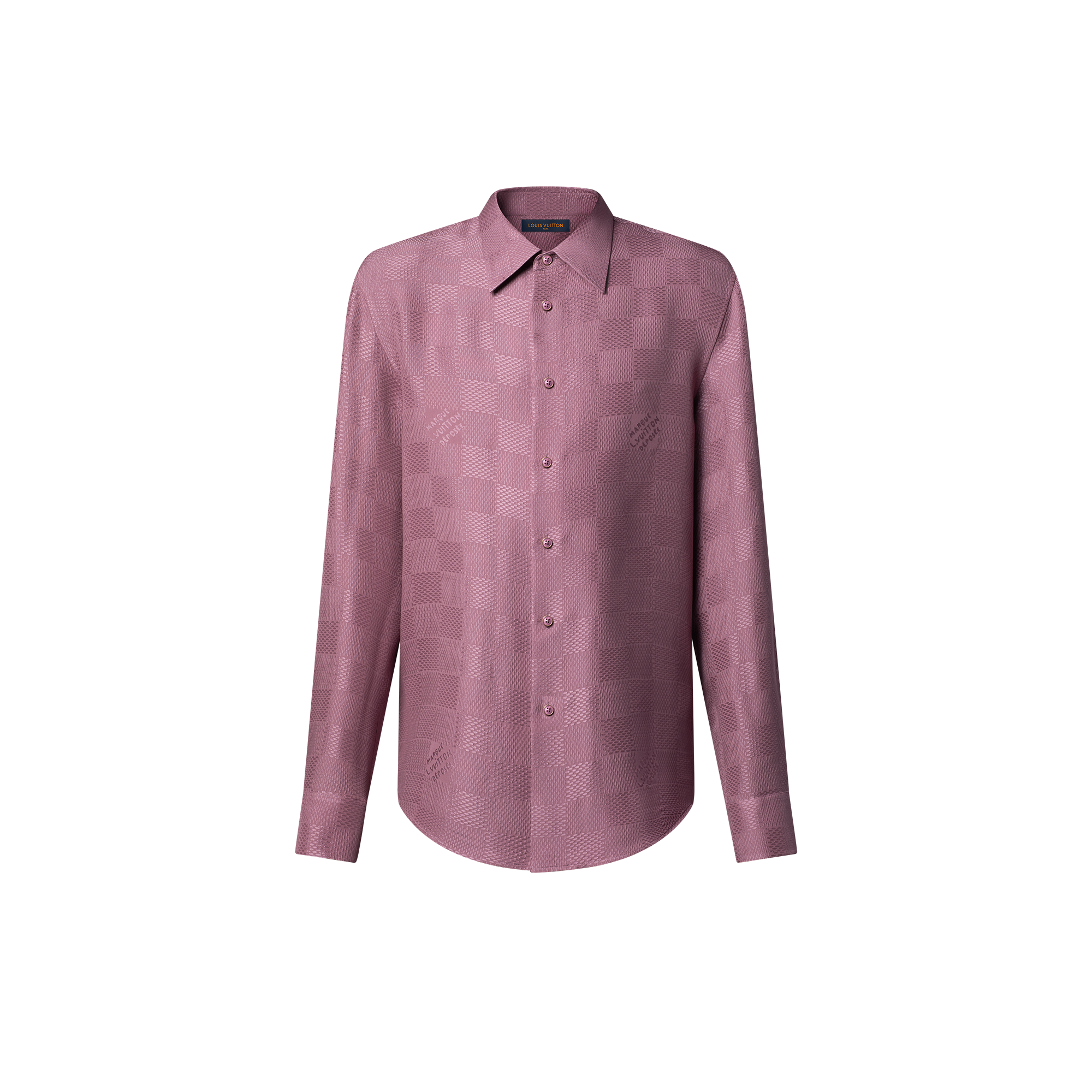 เสื้อเชิ้ตแขนยาวผ้าไหมลาย Damier เทคนิคแจ็คการ์ด  in ผู้ชาย