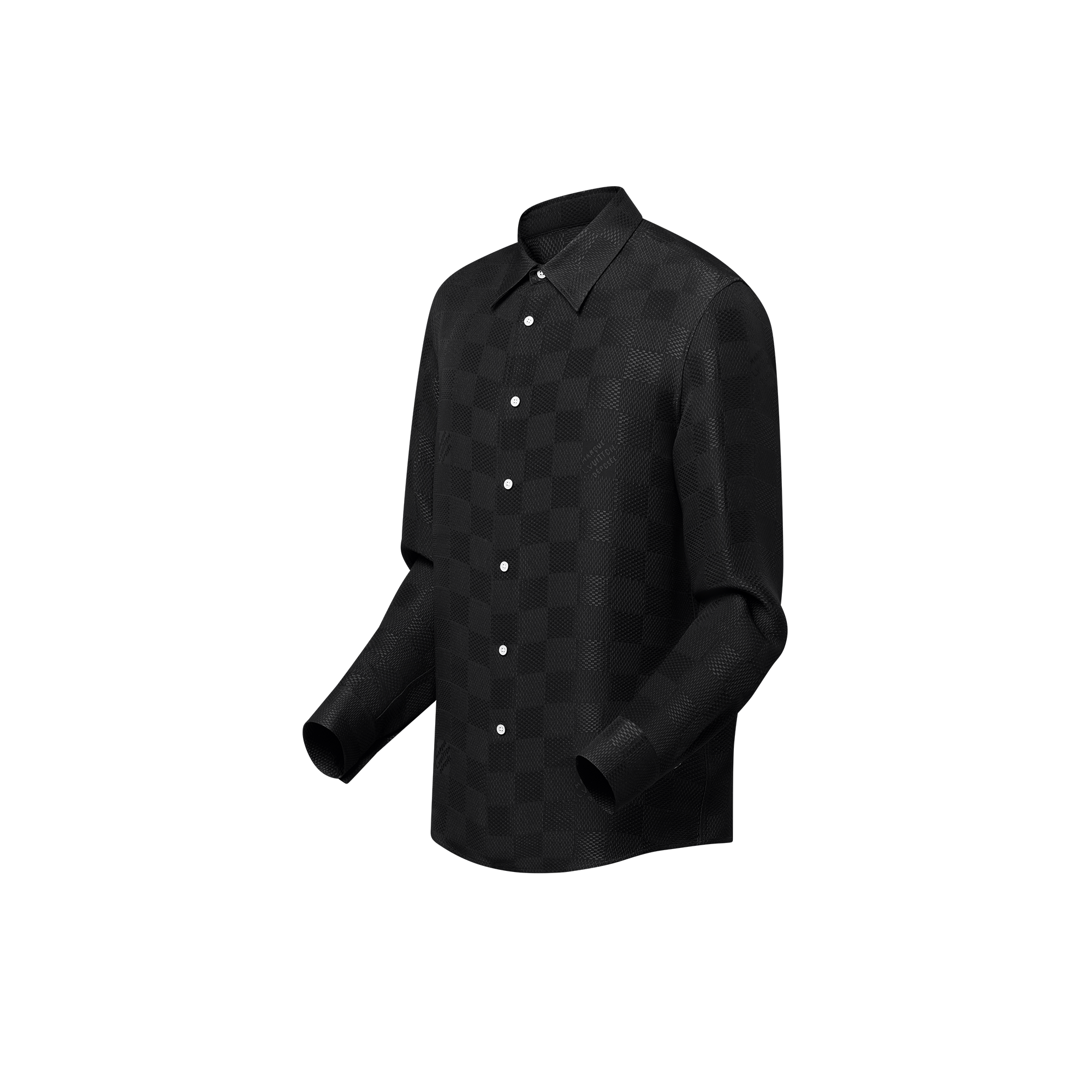 เสื้อเชิ้ตแขนยาวผ้าไหมลาย Damier เทคนิคแจ็คการ์ด  in ผู้ชาย