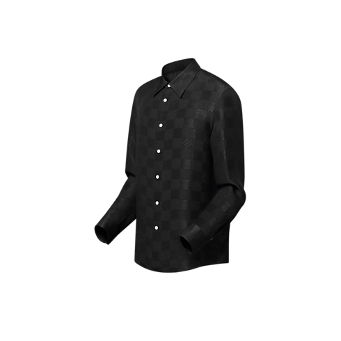 เสื้อเชิ้ตแขนยาวผ้าไหมลาย Damier เทคนิคแจ็คการ์ด in ผู้ชาย's เสื้อผ้า เสื้อเชิ้ตสำหรับผู้ชาย collections by Louis Vuitton (การย่อ/ขยายผลิตภัณฑ์)