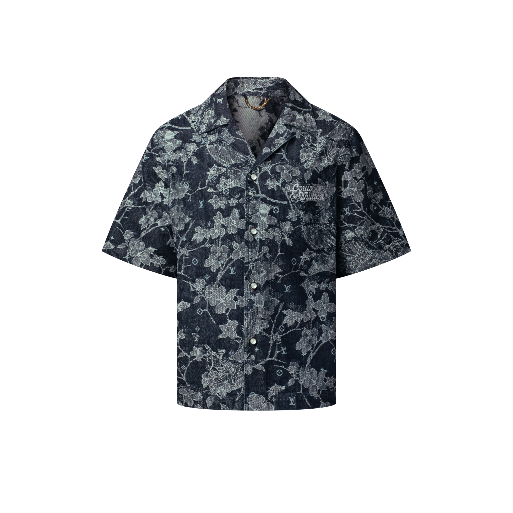 เสื้อเชิ้ตเดนิมแขนสั้นผ้าแจ็คการ์ด  in ผู้ชาย