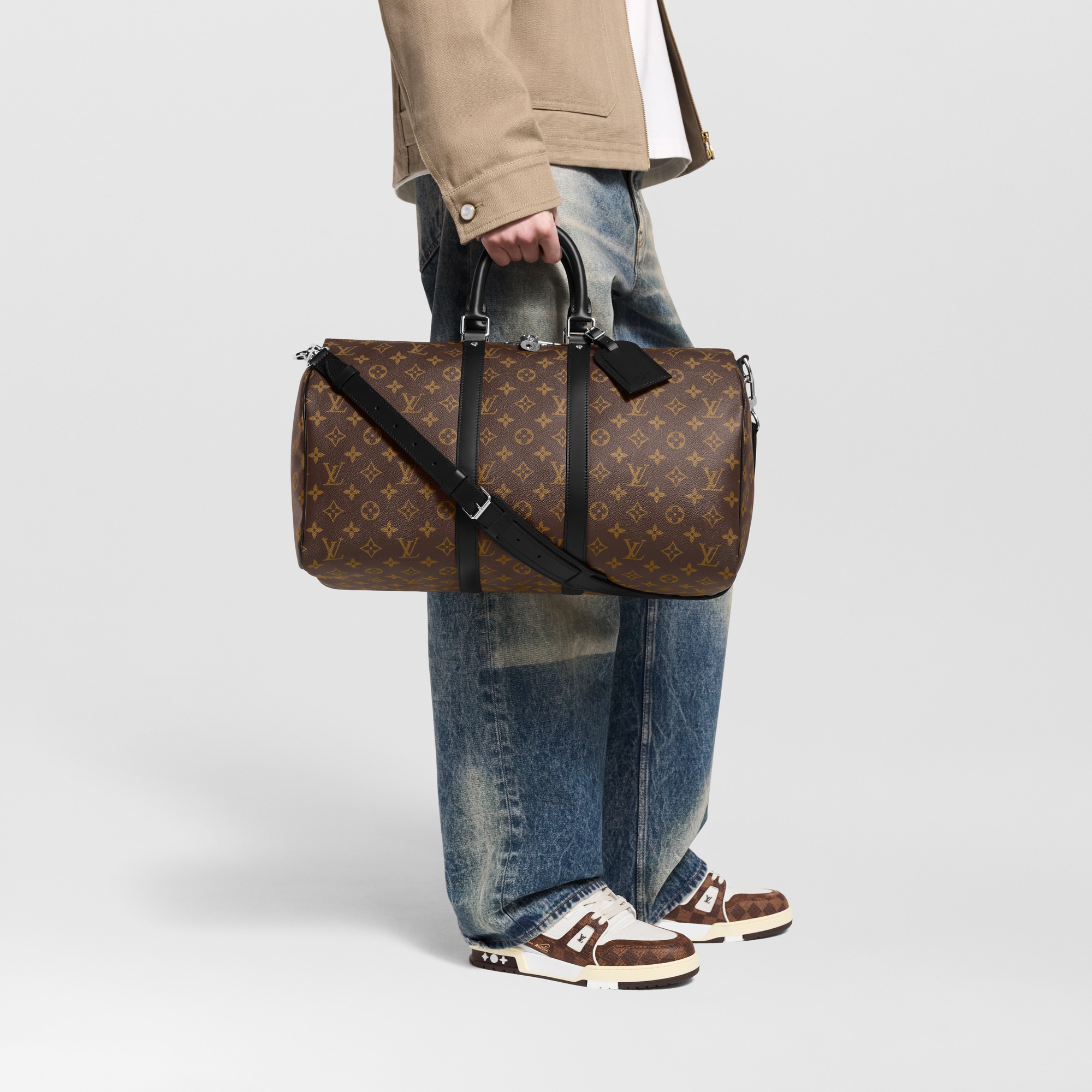 กระเป๋ารุ่น Keepall Bandoulière 45 Monogram Macassar in ผู้ชาย
