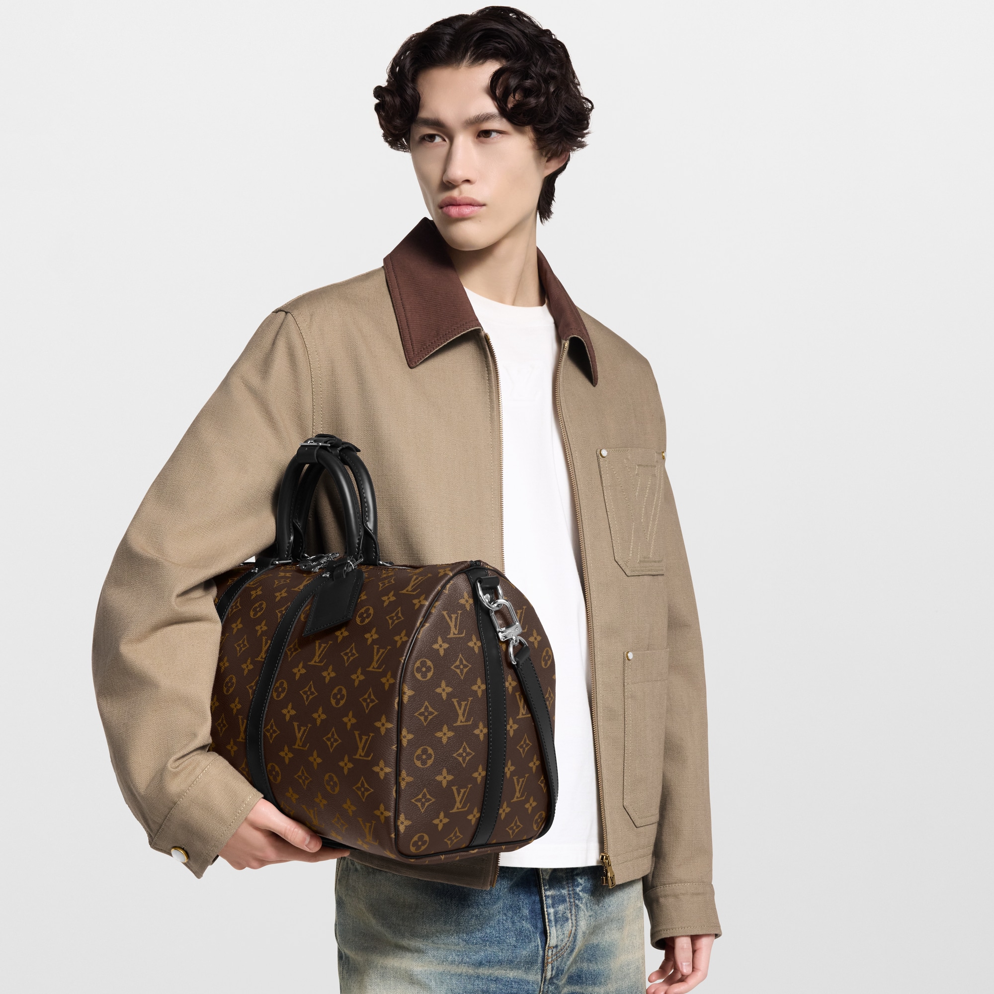 กระเป๋ารุ่น Keepall Bandoulière 45 Monogram Macassar in ผู้ชาย