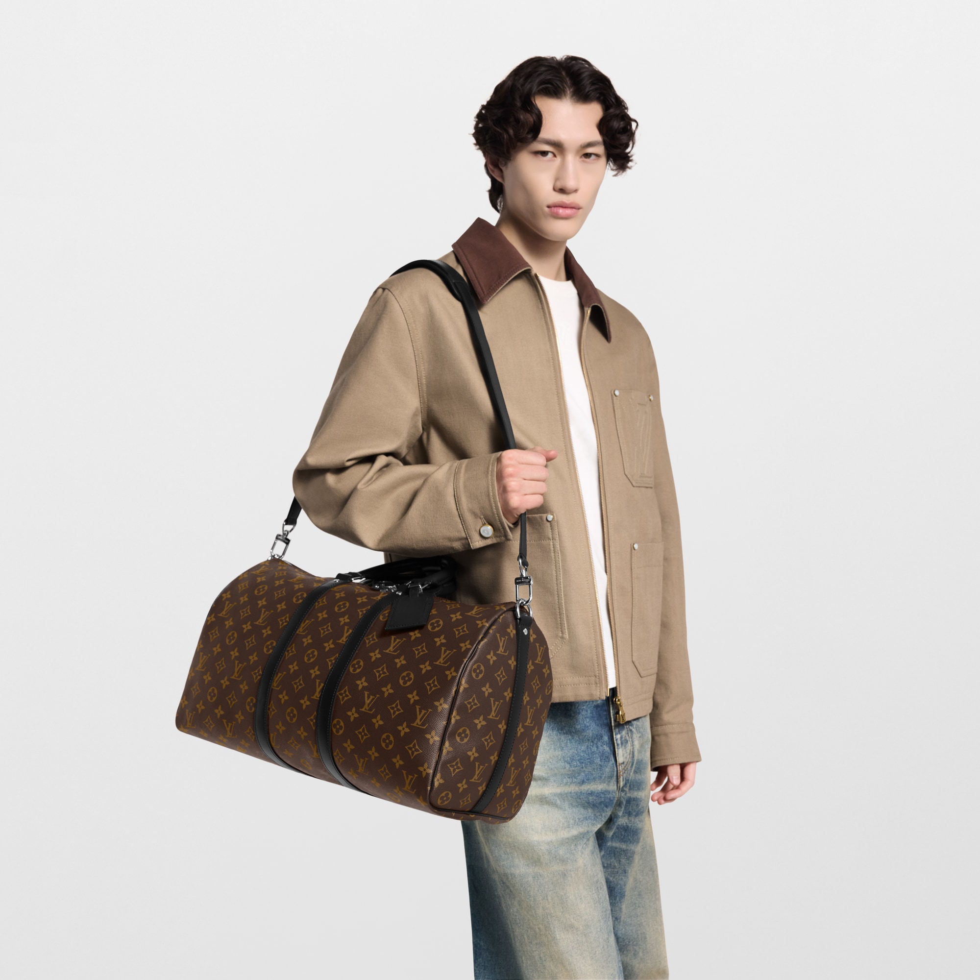 กระเป๋ารุ่น Keepall Bandoulière 45 Monogram Macassar in ผู้ชาย