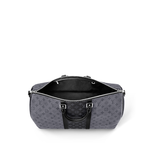 กระเป๋าเดินทางรุ่น Keepall Bandoulière 50 Monogram Eclipse in ผู้ชาย's การเดินทางและท่องเที่ยว กระเป๋าเดินทางแบบถือสำหรับผู้ชาย collections by Louis Vuitton (การย่อ/ขยายผลิตภัณฑ์)