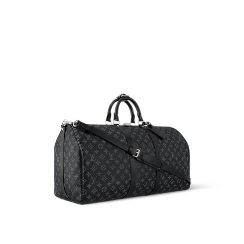 กระเป๋ารุ่น Keepall Bandoulière 55 Monogram Eclipse in ผู้ชาย's การเดินทางและท่องเที่ยว กระเป๋าเดินทางแบบถือสำหรับผู้ชาย collections by Louis Vuitton (การย่อ/ขยายผลิตภัณฑ์)