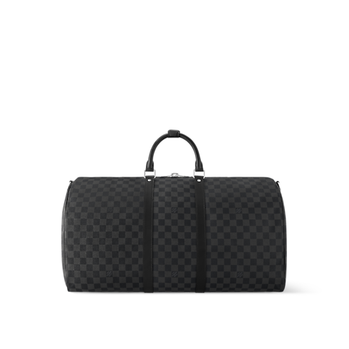 กระเป๋ารุ่น Keepall Bandoulière 55 Damier Graphite แคนวาส in ผู้ชาย's การเดินทางและท่องเที่ยว กระเป๋าเดินทางแบบถือสำหรับผู้ชาย collections by Louis Vuitton (การย่อ/ขยายผลิตภัณฑ์)
