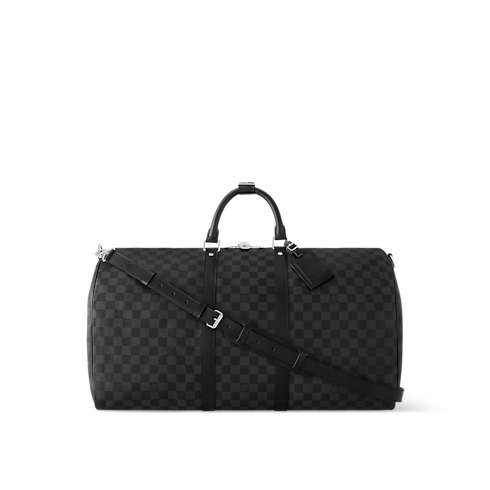 กระเป๋ารุ่น Keepall Bandoulière 55 Damier Graphite แคนวาส in ผู้ชาย's การเดินทางและท่องเที่ยว กระเป๋าเดินทางแบบถือสำหรับผู้ชาย collections by Louis Vuitton (การย่อ/ขยายผลิตภัณฑ์)
