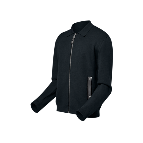 เสื้อแจ็คเก็ตบลูซงผ้านิตแต่งดีเทลหนัง in ผู้ชาย's เสื้อผ้า เสื้อโค้ทกันหนาวสำหรับผู้ชาย collections by Louis Vuitton (การย่อ/ขยายผลิตภัณฑ์)