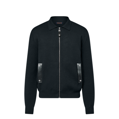 เสื้อแจ็คเก็ตบลูซงผ้านิตแต่งดีเทลหนัง in ผู้ชาย's เสื้อผ้า เสื้อโค้ทกันหนาวสำหรับผู้ชาย collections by Louis Vuitton (การย่อ/ขยายผลิตภัณฑ์)