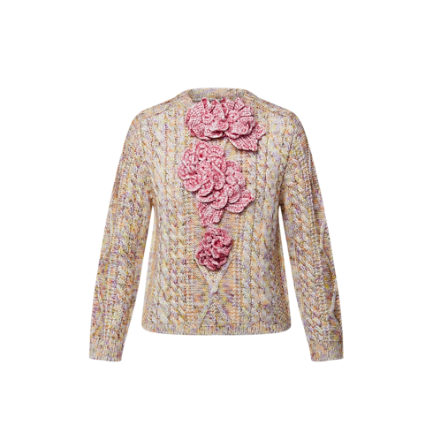 เสื้อพูลโอเวอร์ถักลาย Flower in ผู้หญิง's เสื้อผ้า เสื้อสเวตเตอร์กันหนาวสำหรับผู้หญิง collections by Louis Vuitton (การย่อ/ขยายผลิตภัณฑ์)