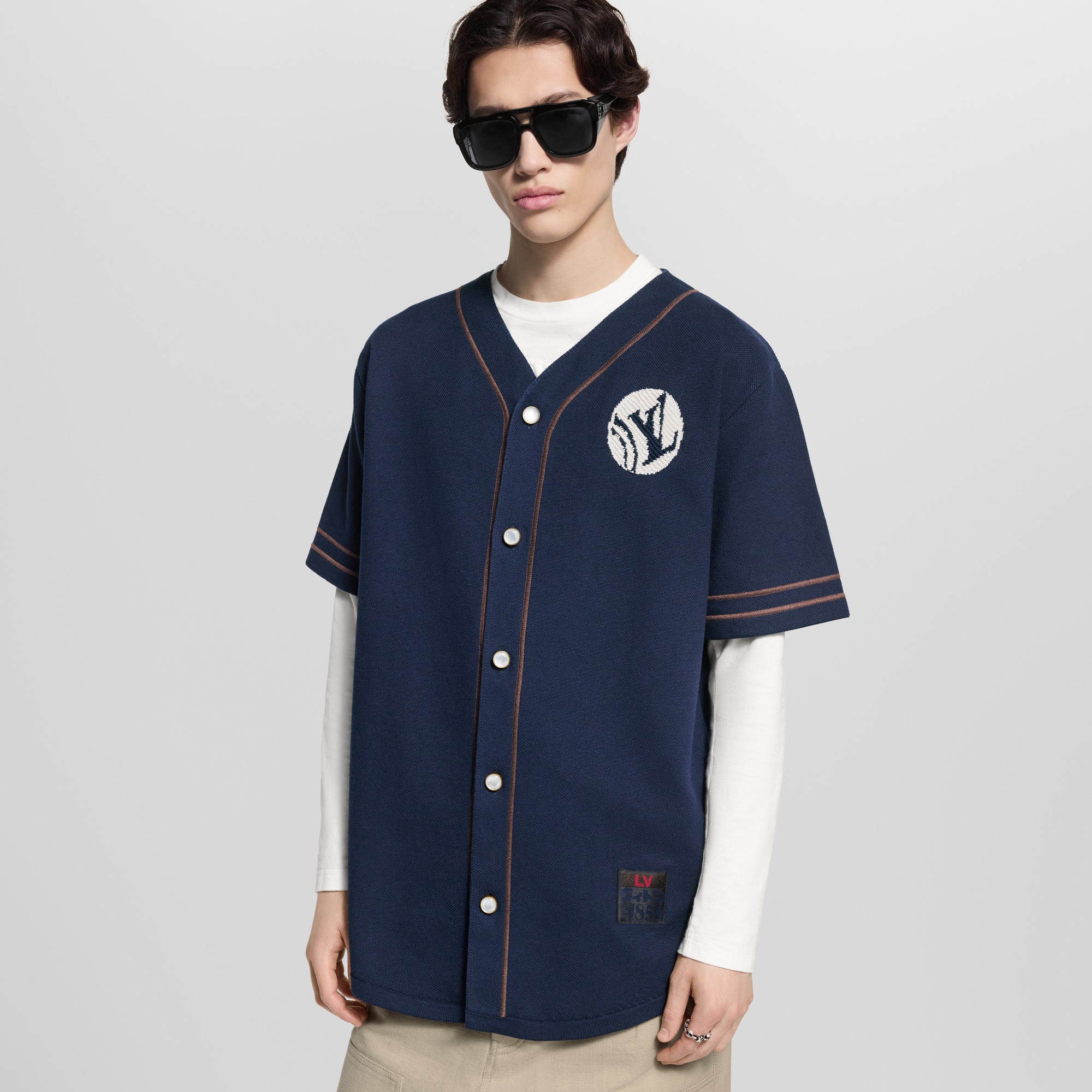 เสื้อเชิ้ตเบสบอลแขนสั้นผ้านิต  in ผู้ชาย